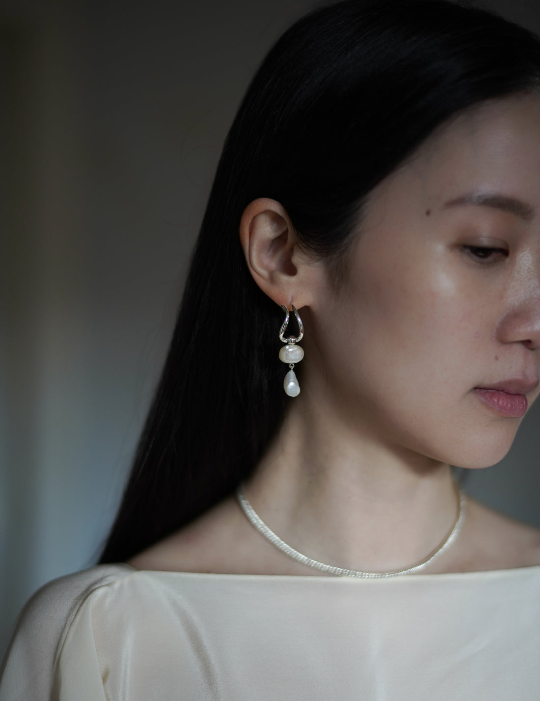 PLOW | Wave Pierces Calm・Earrings & Pearl Charm Set