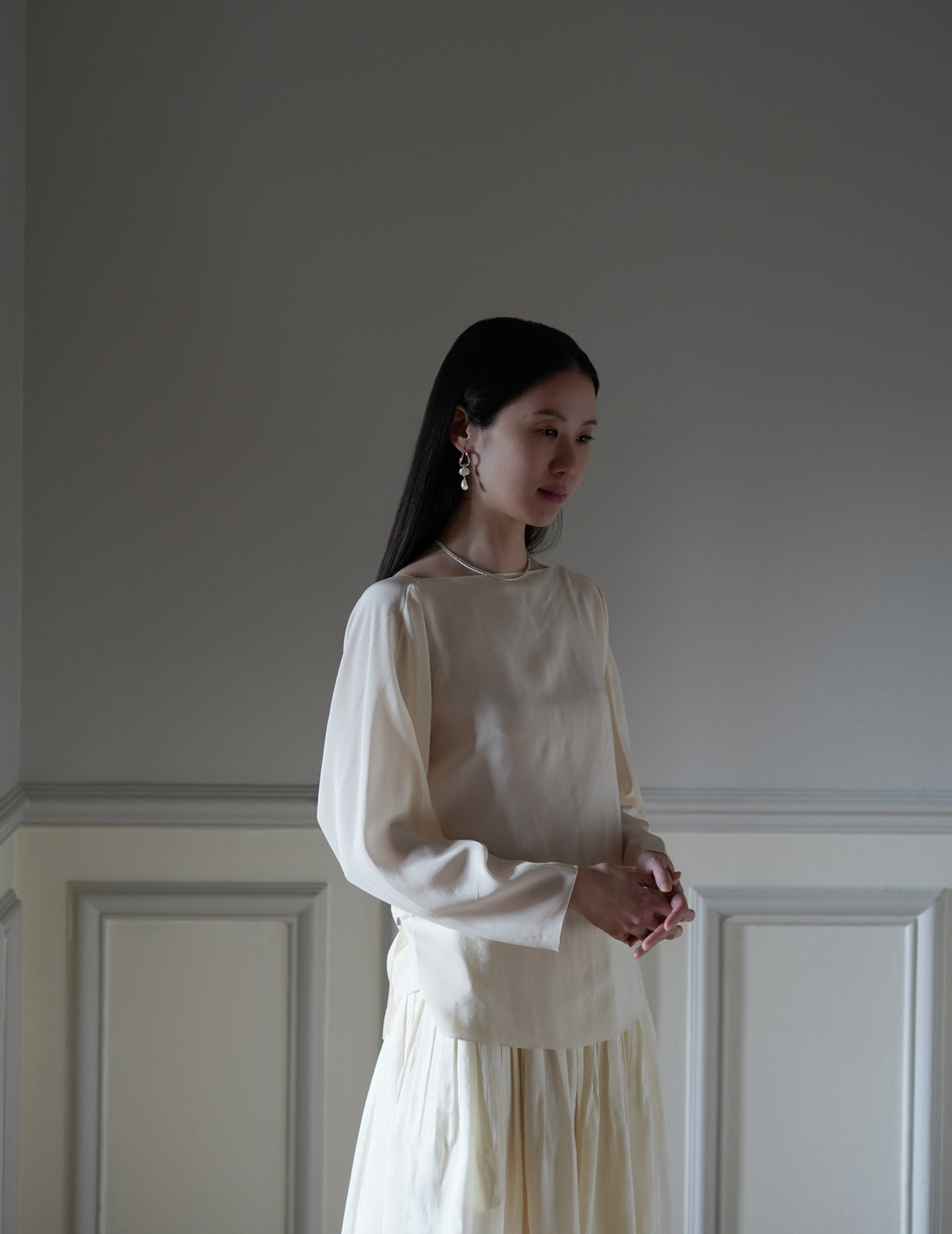 PLOW | Wave Pierces Calm・Earrings & Pearl Charm Set