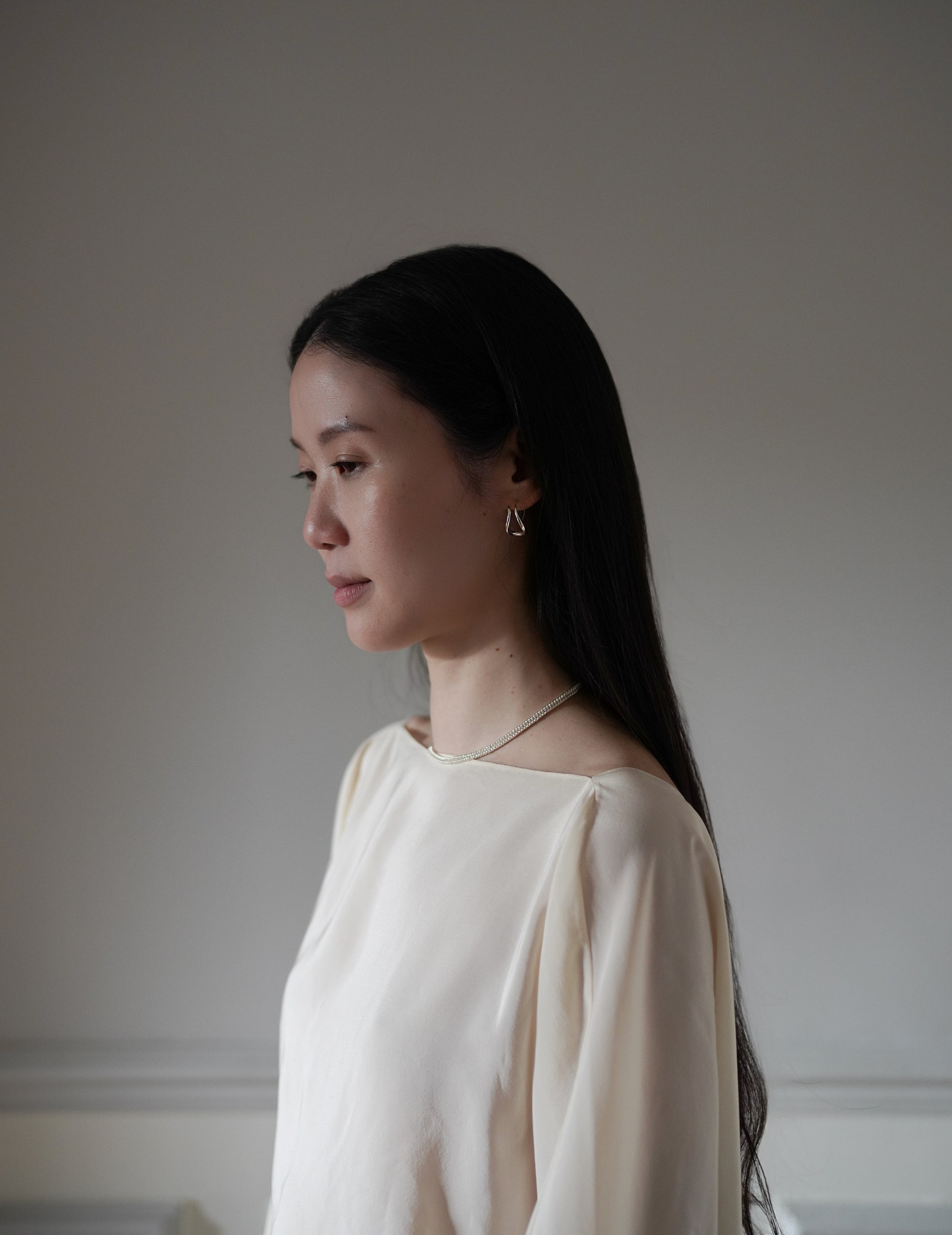 Wave Pierces Calm・Earrings & Pearl Charm Set