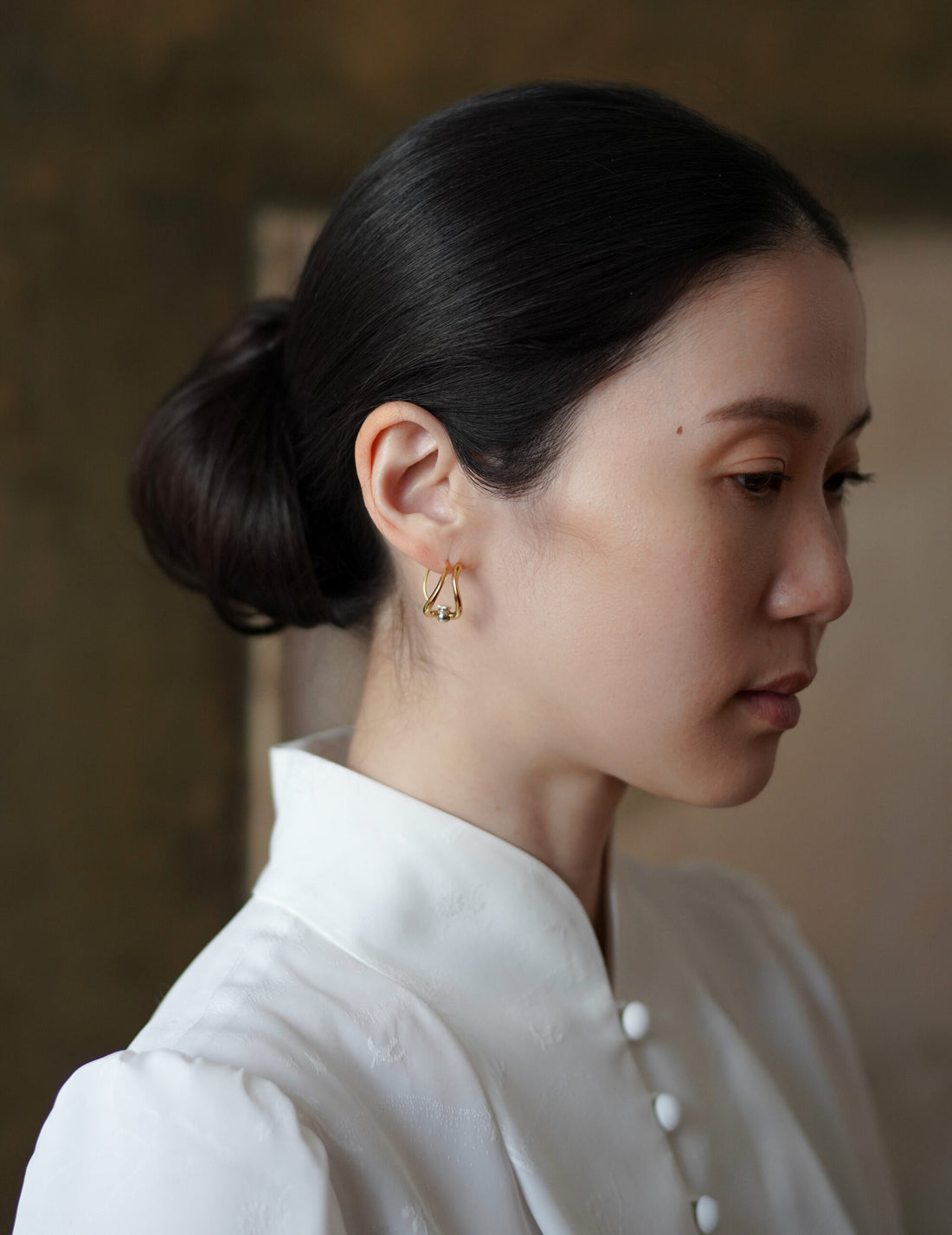 PLOW | Wave Pierces Calm・Earrings & Amber Brown Charm Set