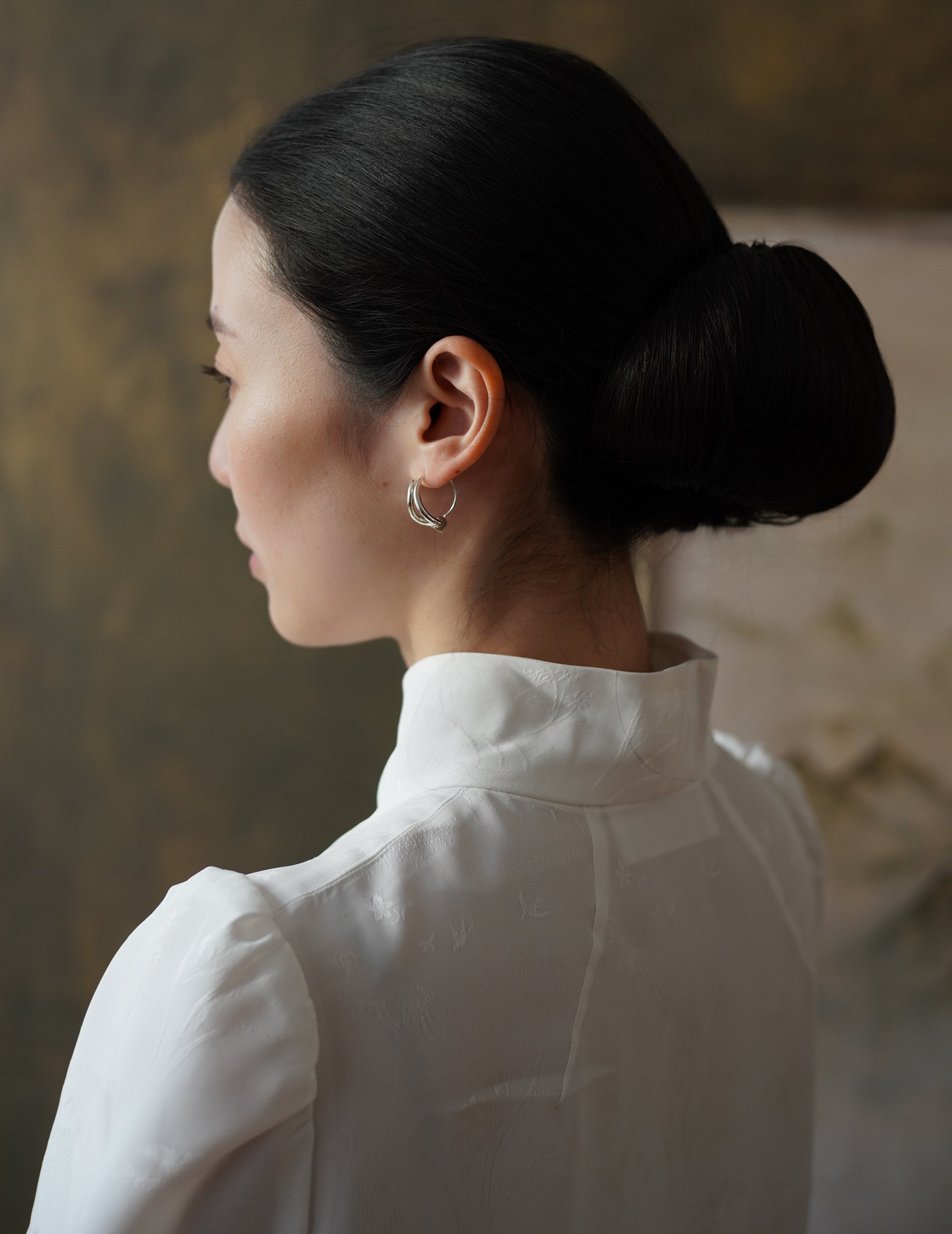 Wave Pierces Calm・Earrings & Pearl Charm Set