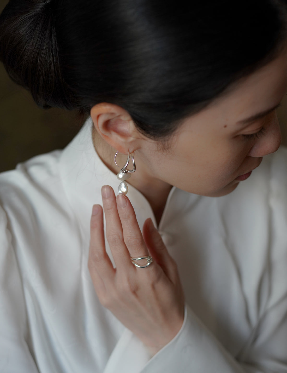 PLOW | Wave Pierces Calm・Earrings & Pearl Charm Set