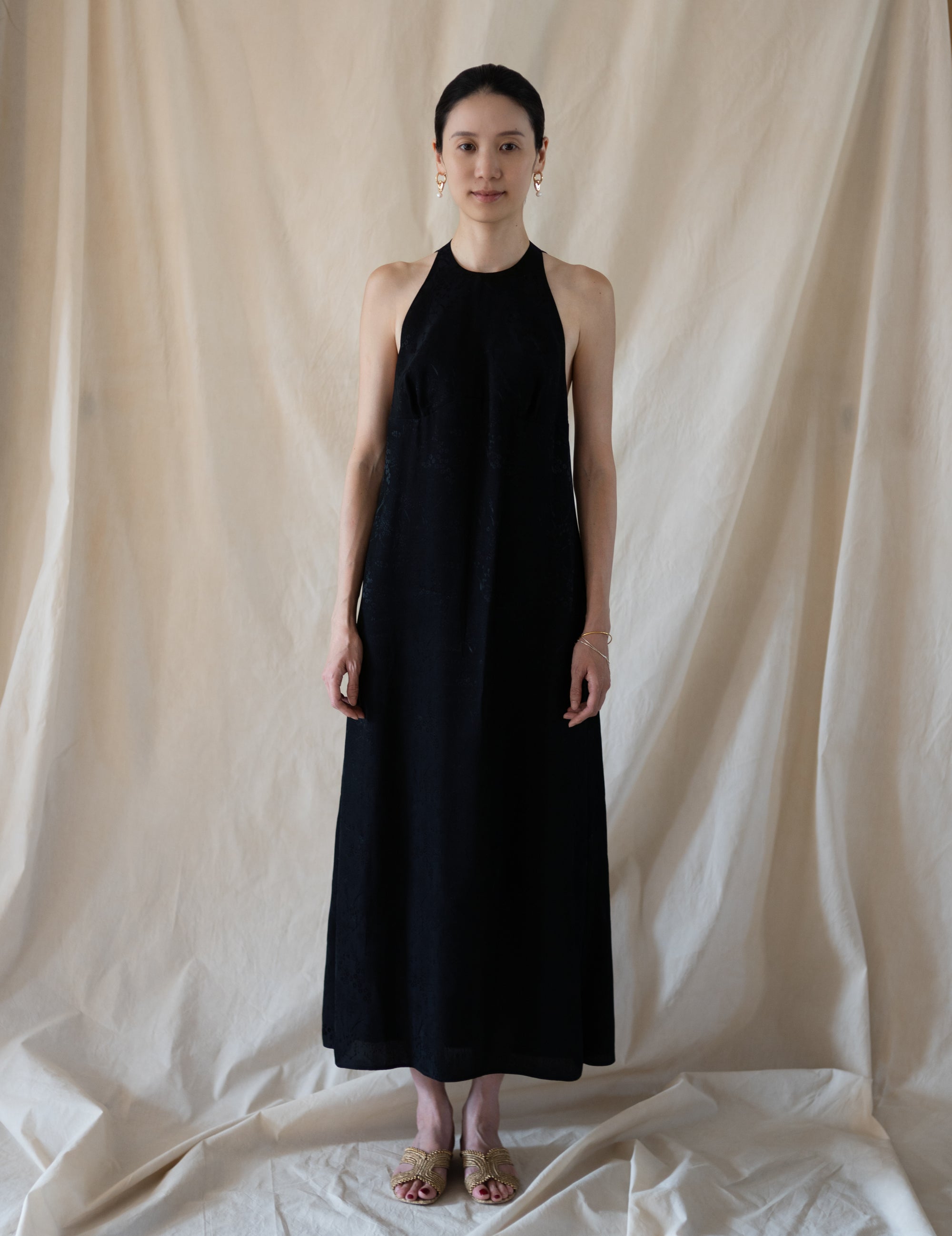 Mame Kurogouchi  |  Floral Jacquard Camisole Dress - Black