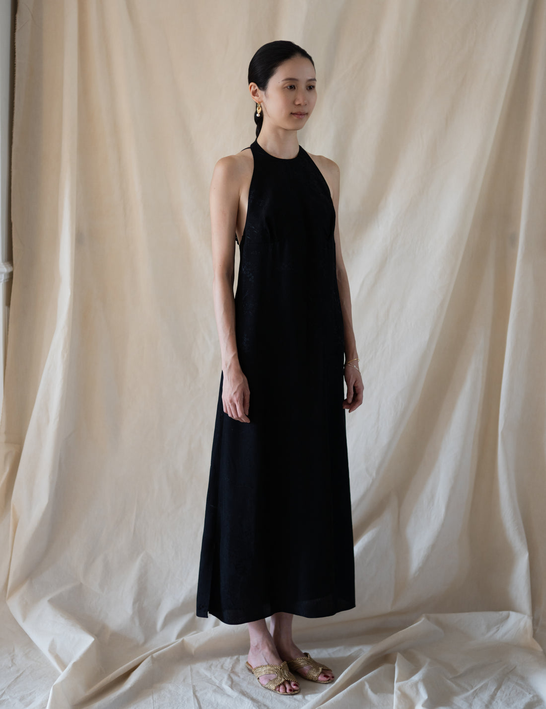 Mame Kurogouchi  |  Floral Jacquard Camisole Dress - Black