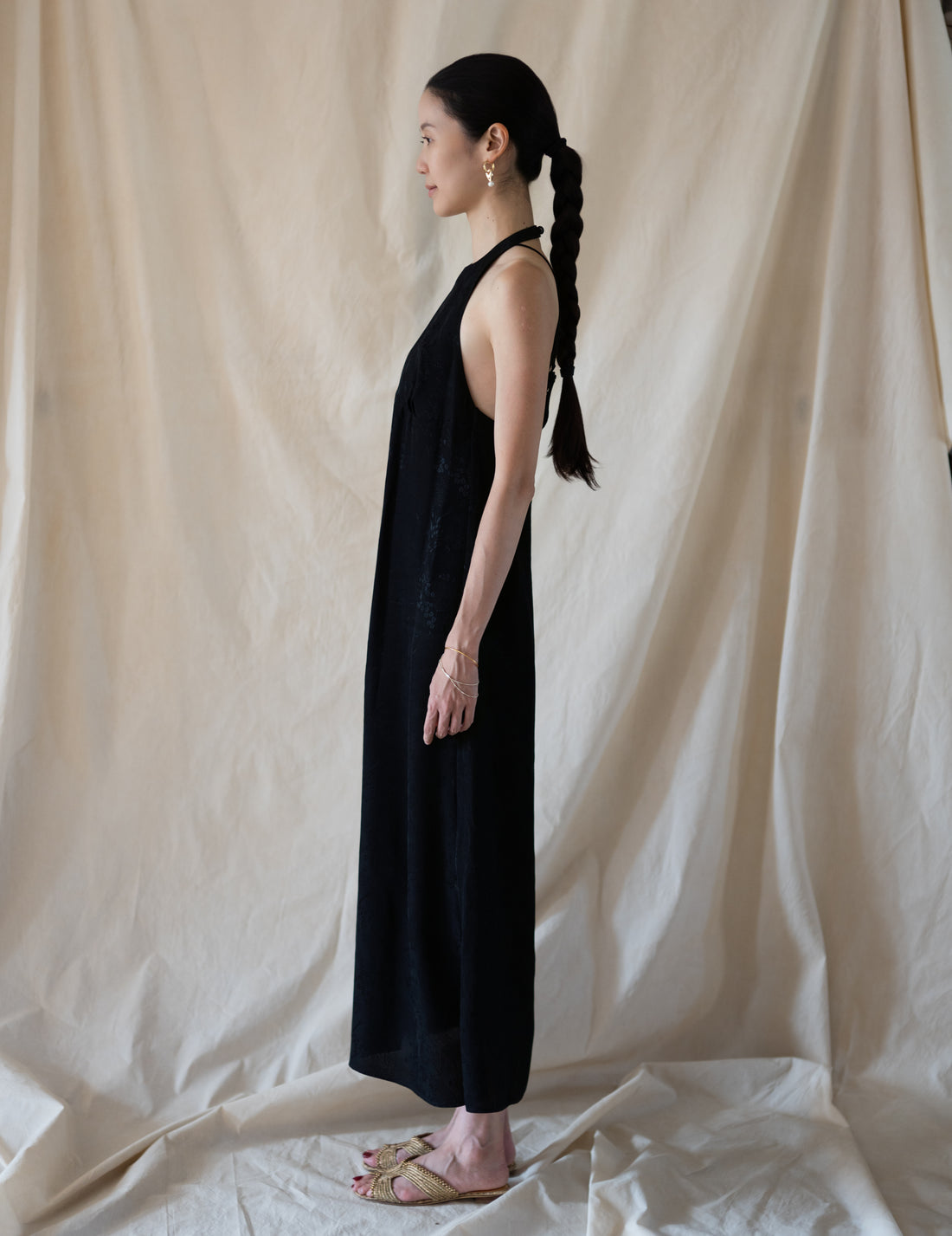 Mame Kurogouchi  |  Floral Jacquard Camisole Dress - Black