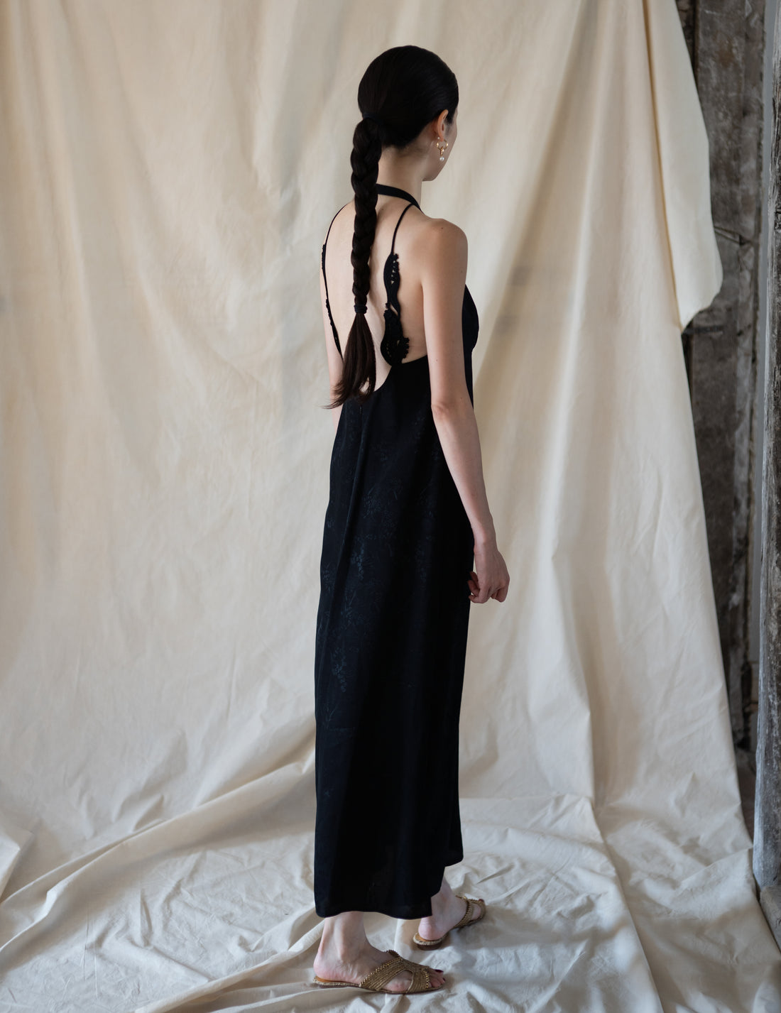 Mame Kurogouchi  |  Floral Jacquard Camisole Dress - Black