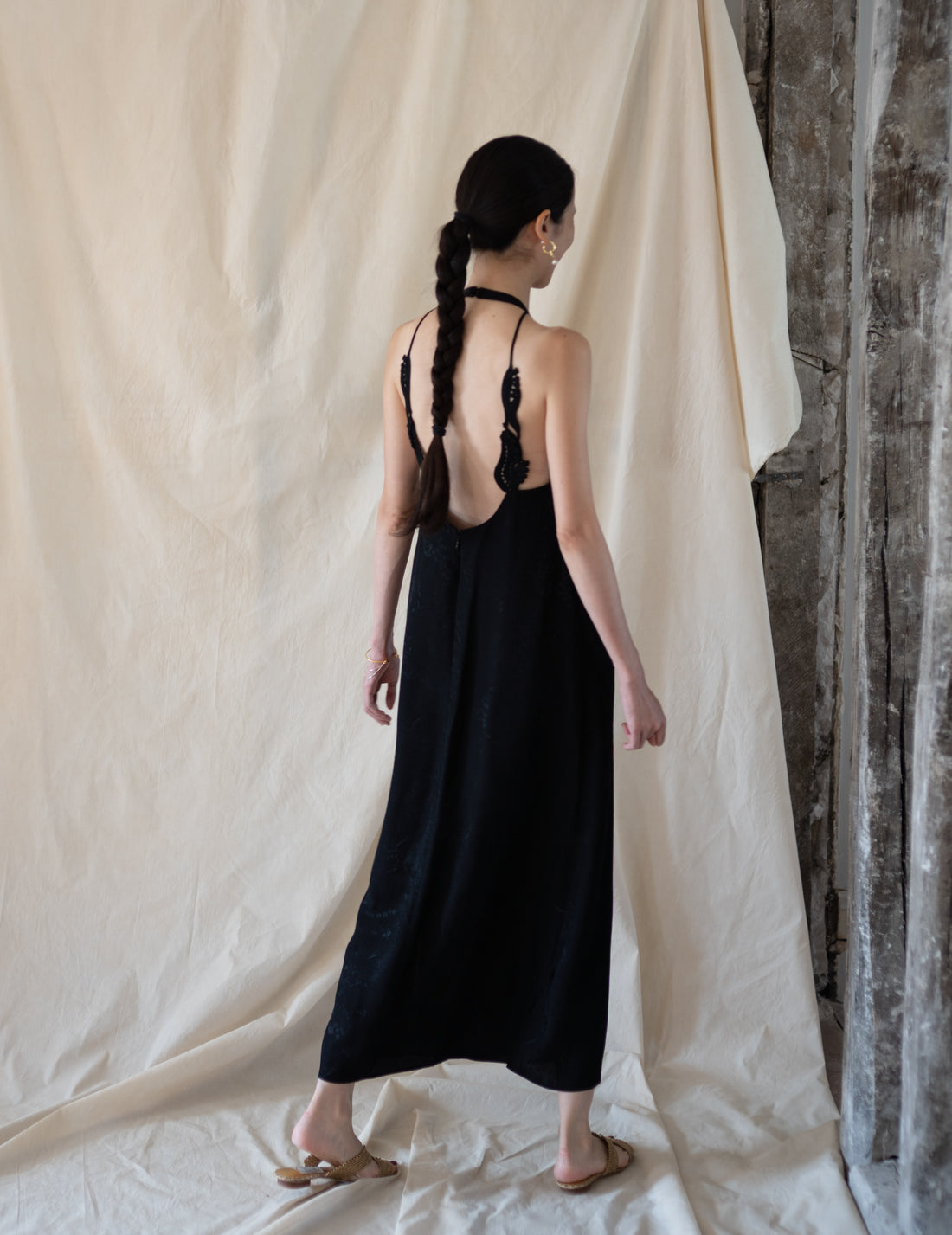 Mame Kurogouchi  |  Floral Jacquard Camisole Dress - Black