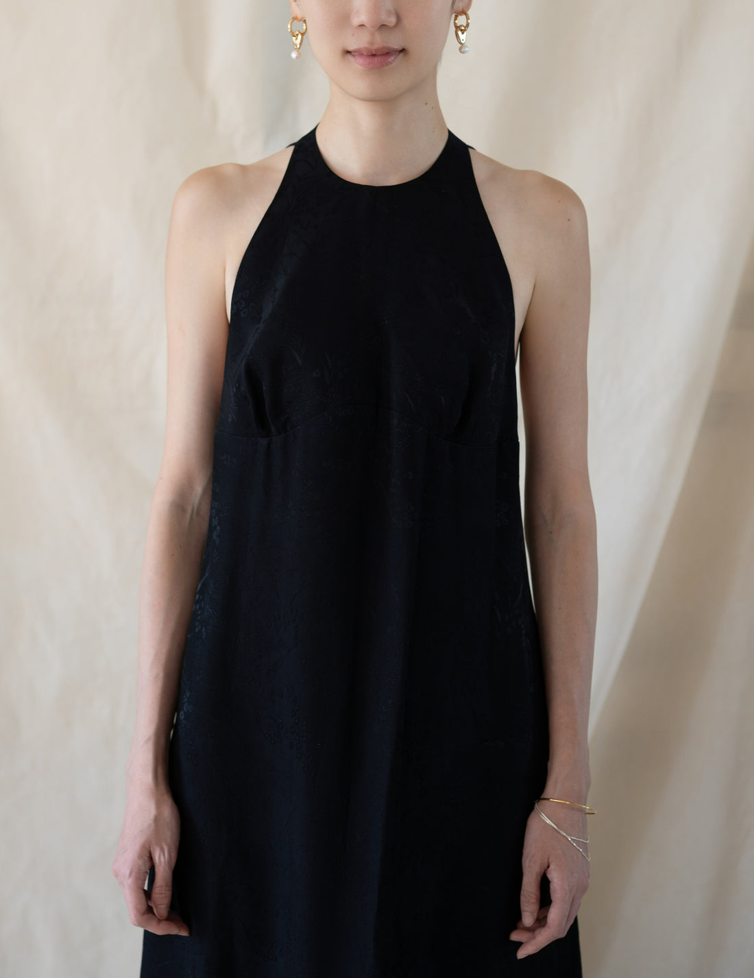 Mame Kurogouchi  |  Floral Jacquard Camisole Dress - Black