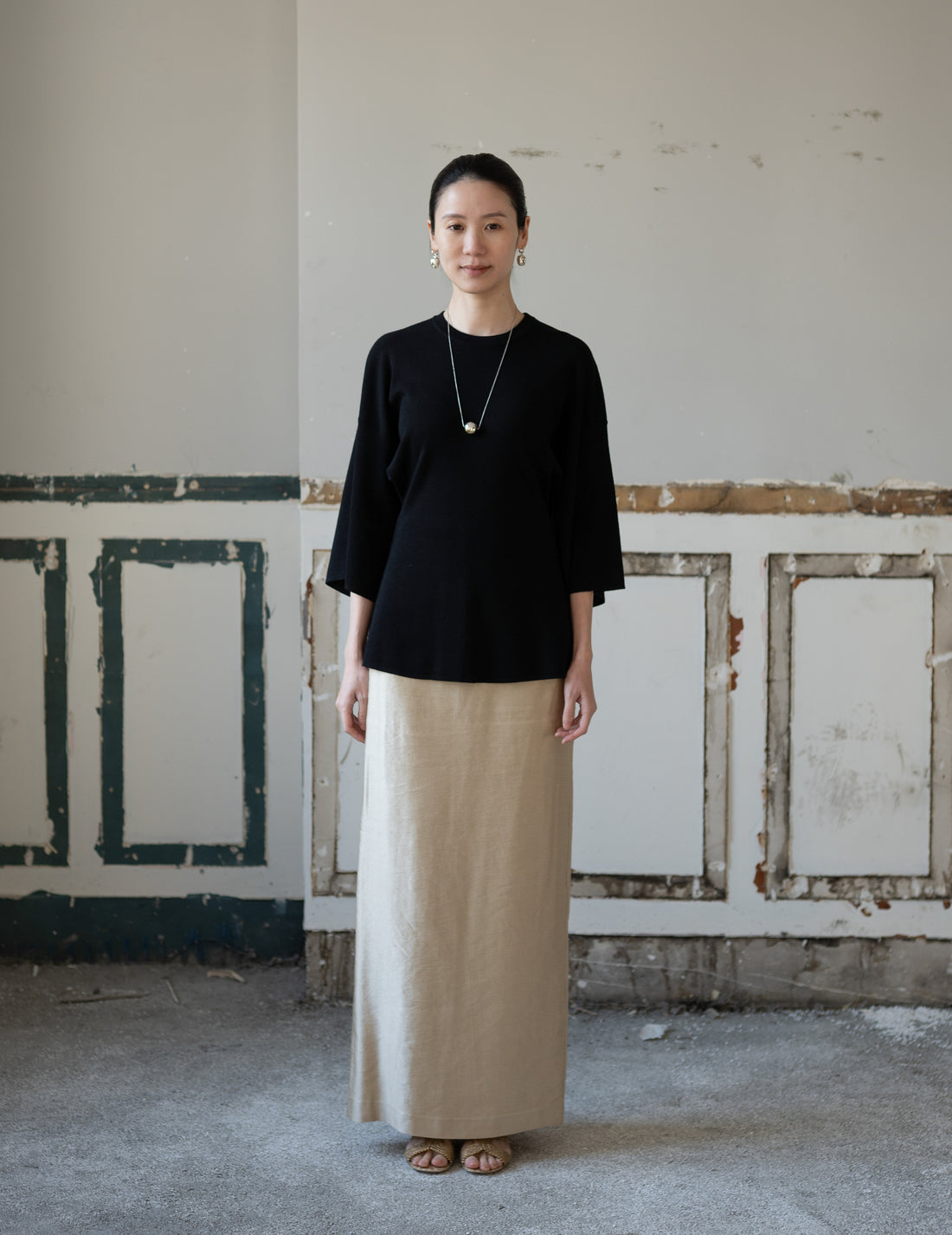 KAMA Merino Wool Top・Black