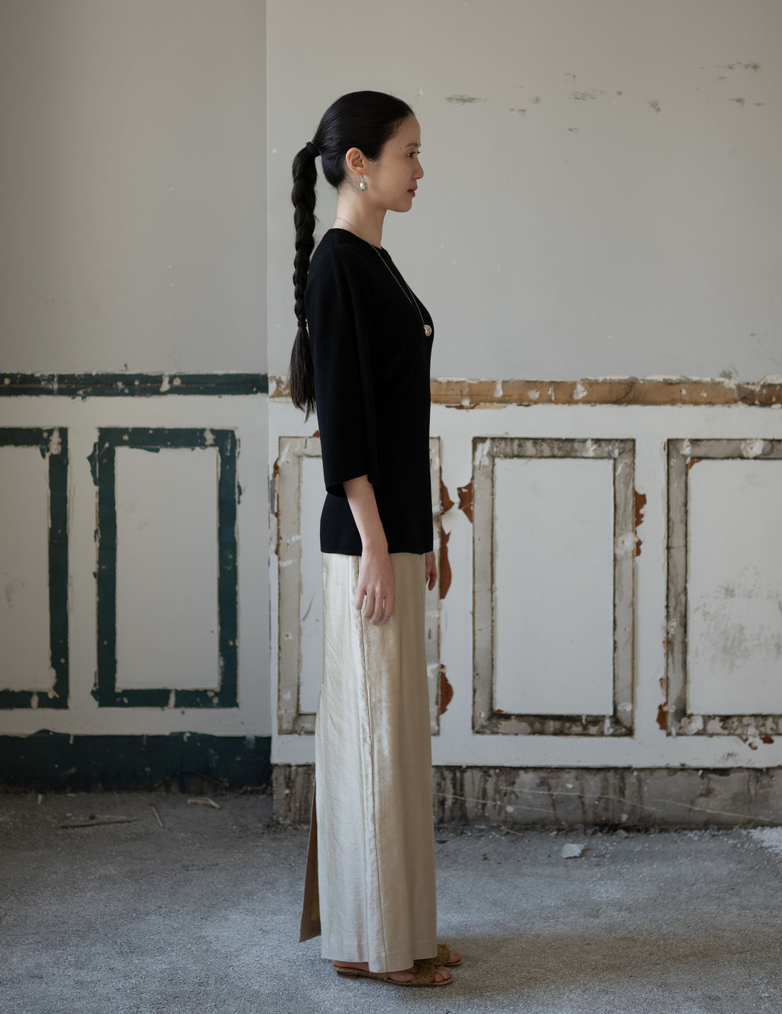 KAMA Merino Wool Top・Black