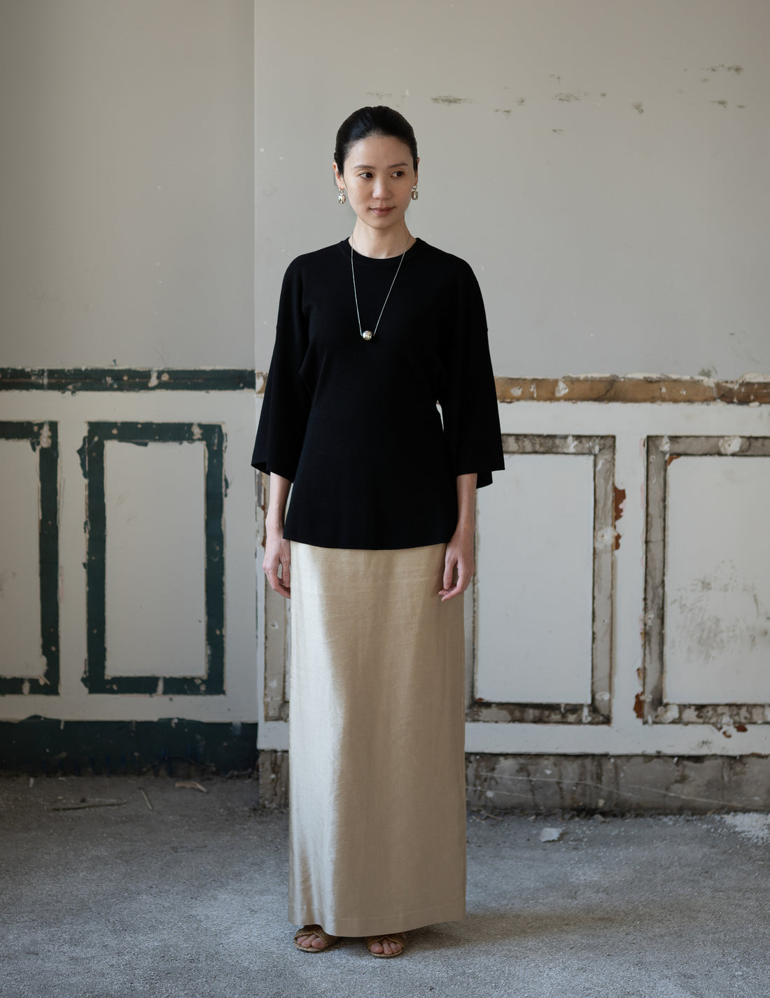 KAMA Merino Wool Top・Black