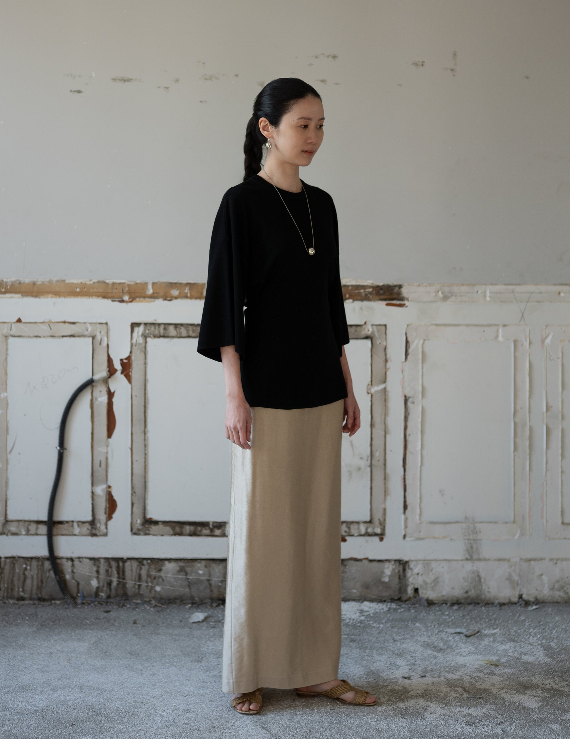 KAMA Merino Wool Top・Black
