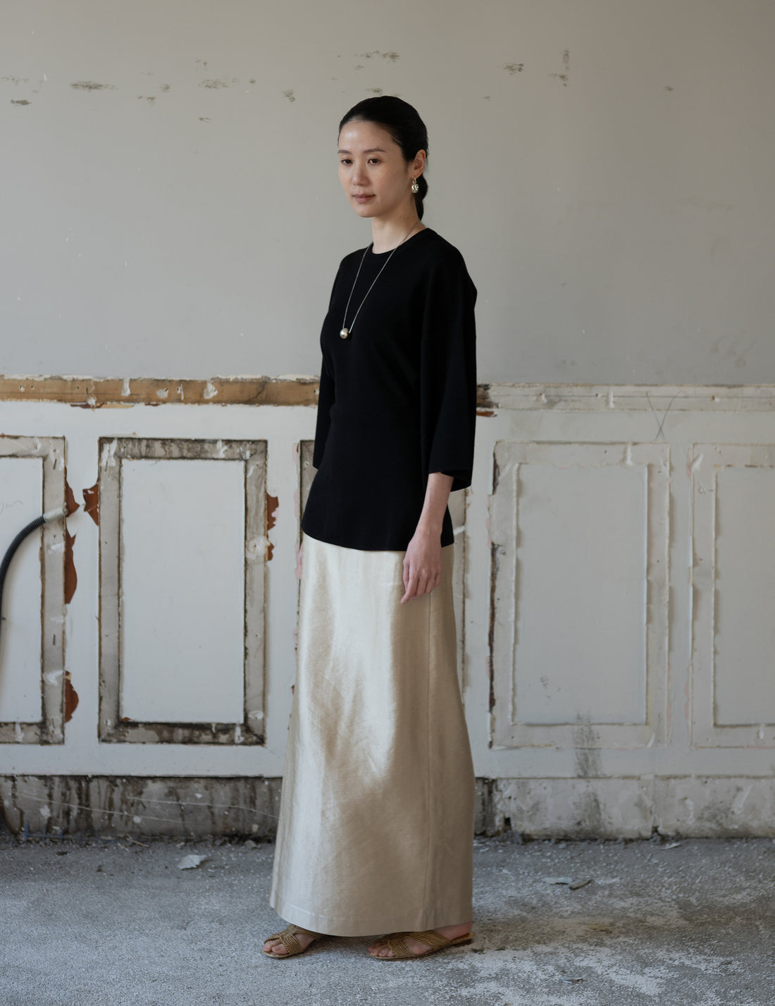 KAMA Merino Wool Top・Black