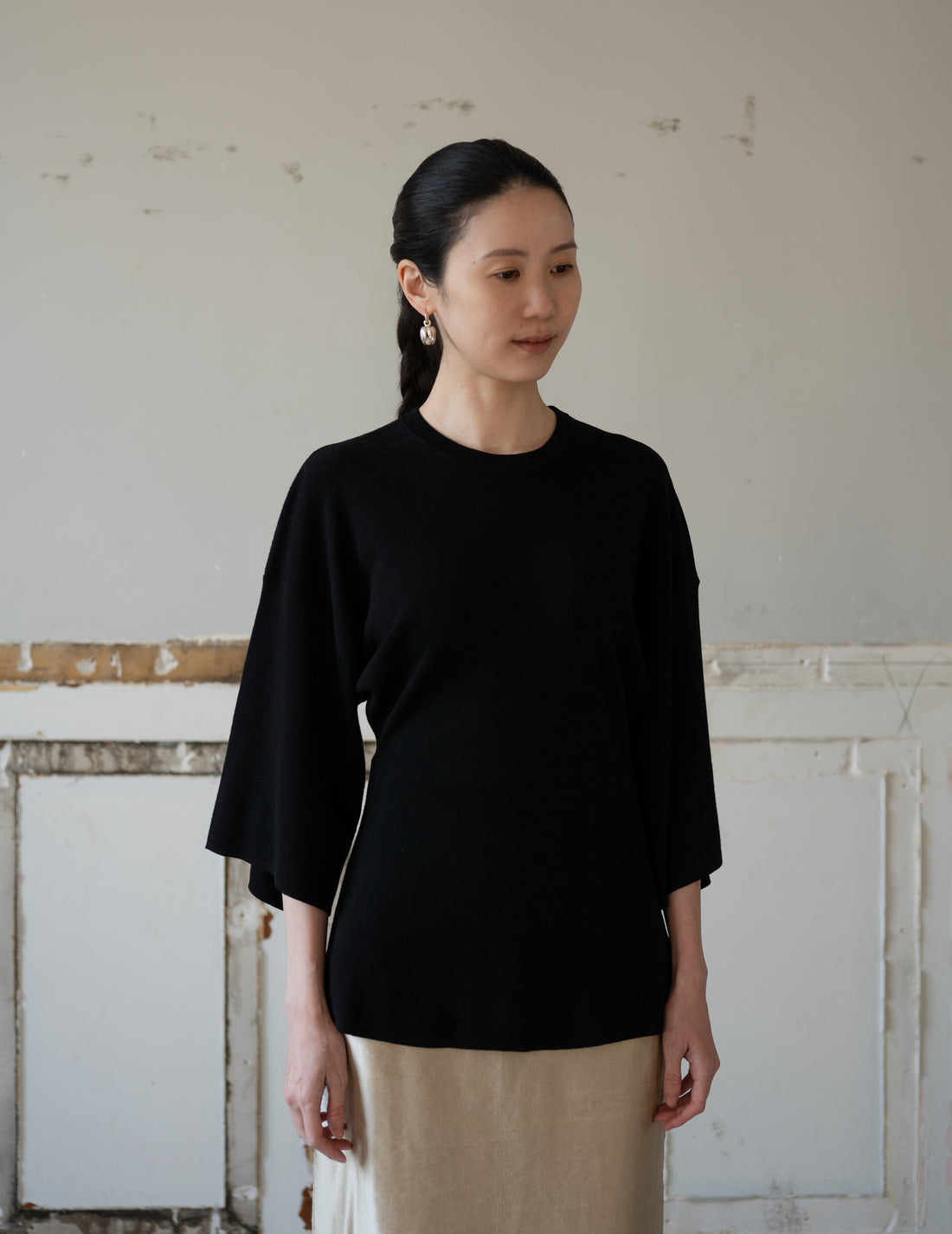 KAMA Merino Wool Top・Black