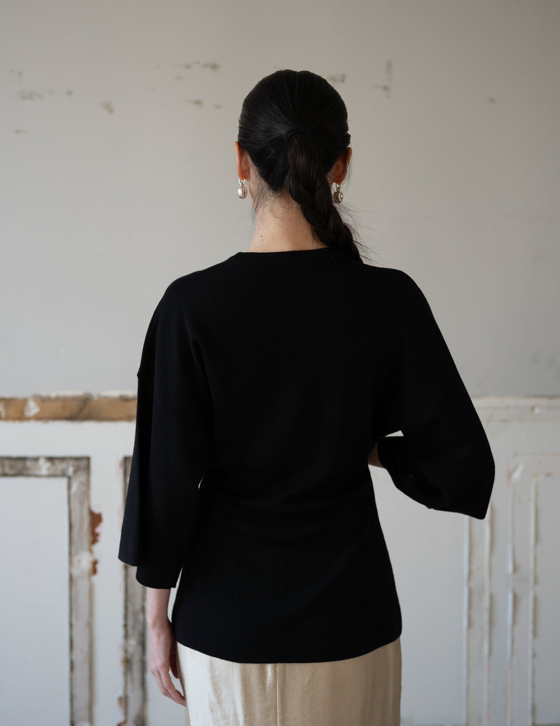 KAMA Merino Wool Top・Black