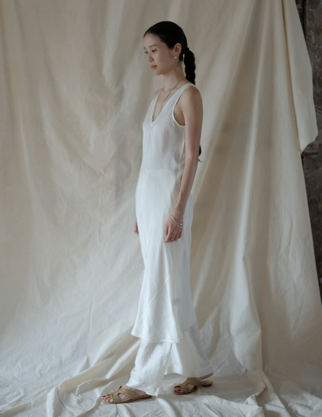 Rubia & Neel | DAPHNE LONG SLIPDRESS・White