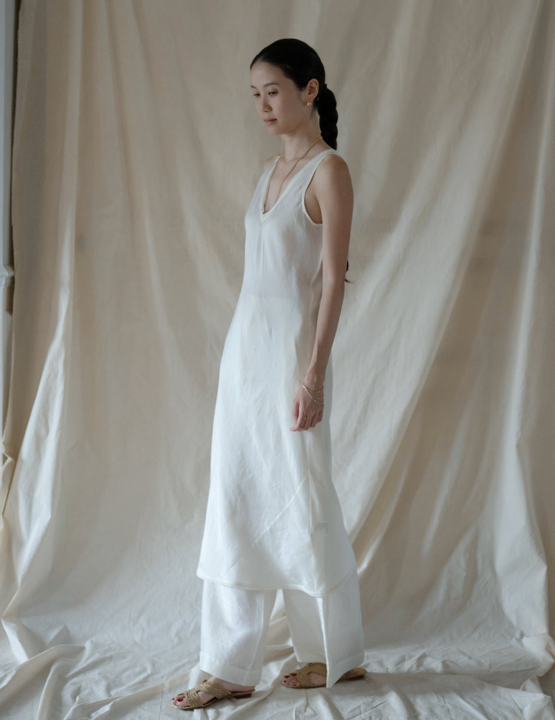 Rubia & Neel | DAPHNE LONG SLIPDRESS・White