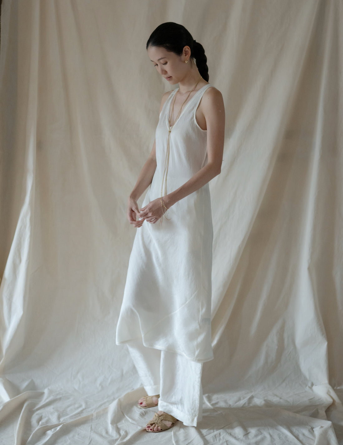 Rubia & Neel | DAPHNE LONG SLIPDRESS・White