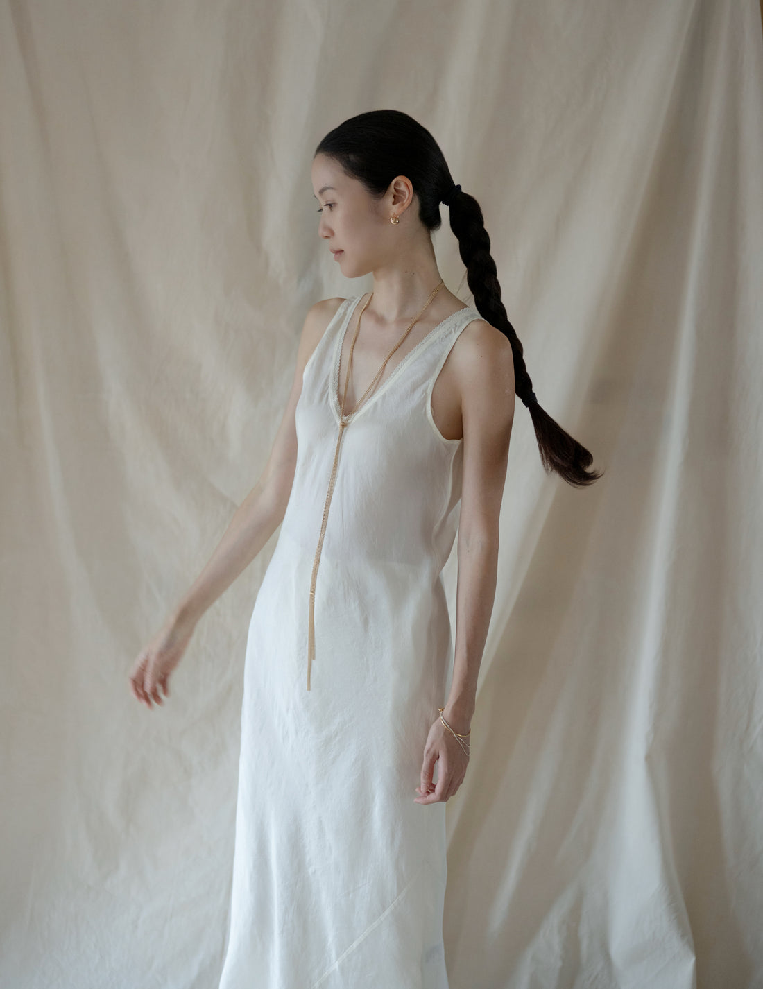 Rubia & Neel | DAPHNE LONG SLIPDRESS・White