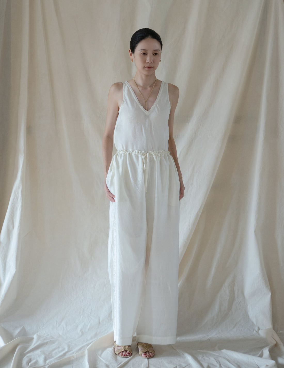 Rubia & Neel | DAPHNE LONG SLIPDRESS・White