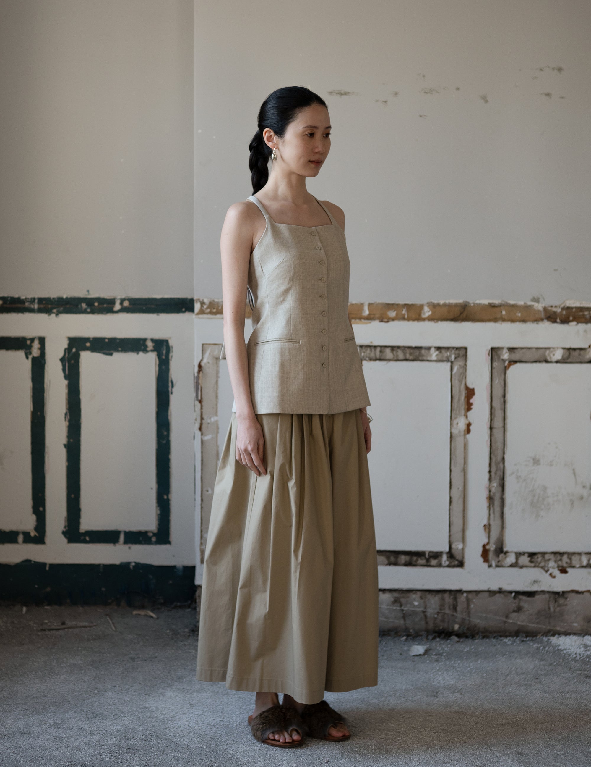 True Soft Wool Tailored Top・Sand