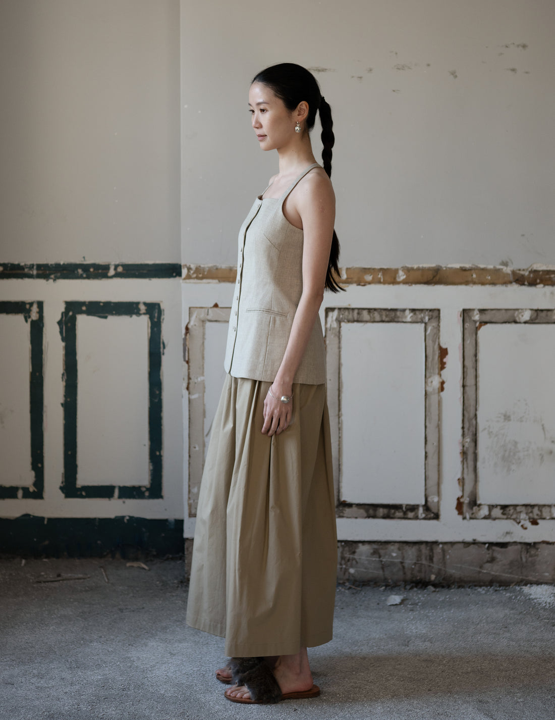 True Soft Wool Tailored Top・Sand