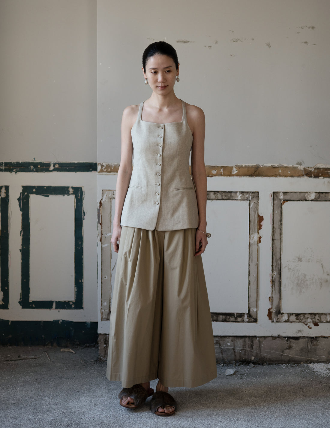 True Soft Wool Tailored Top・Sand