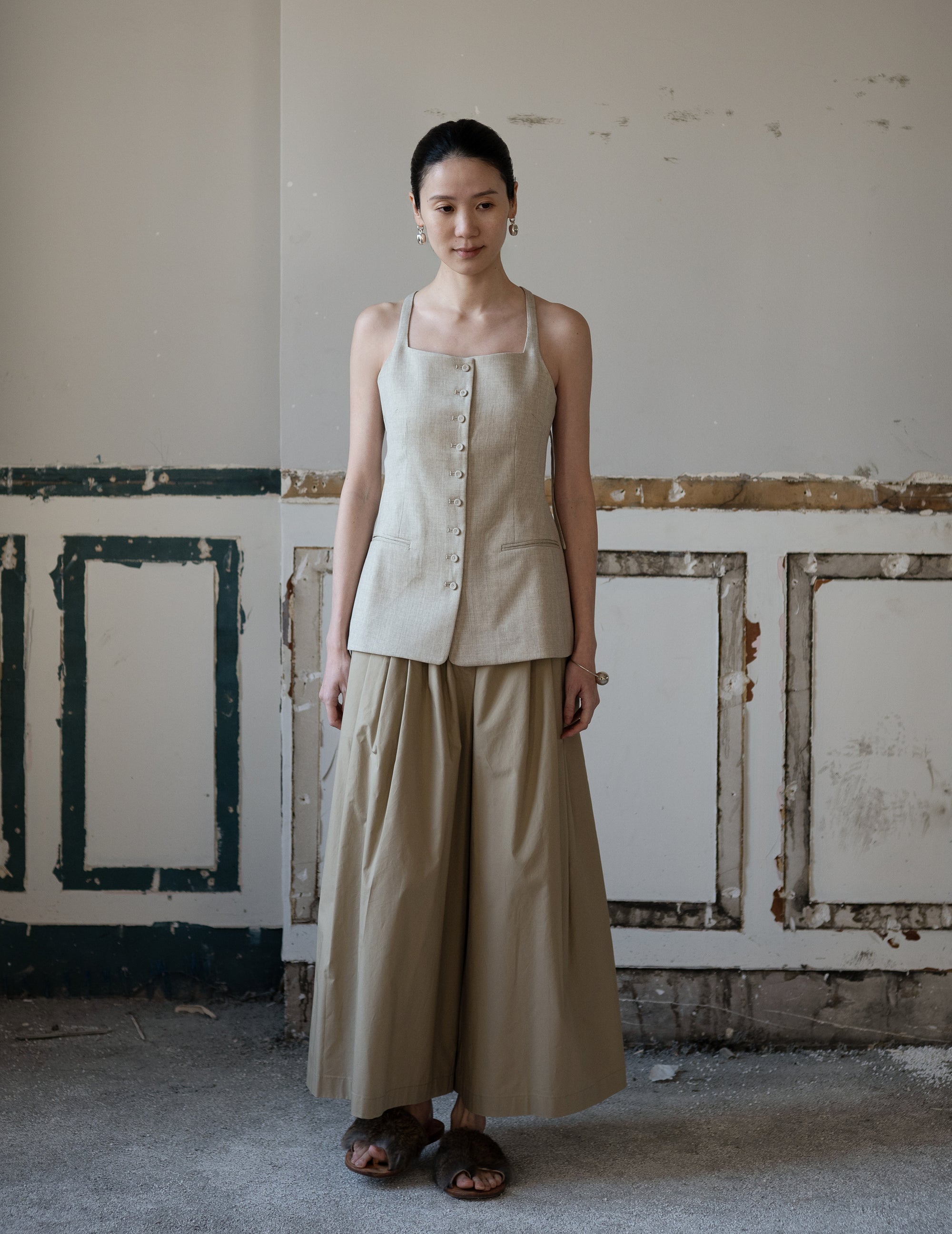 True Soft Wool Tailored Top・Sand