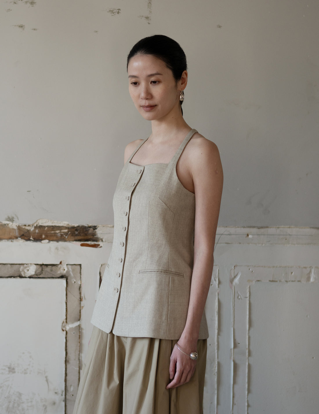 True Soft Wool Tailored Top・Sand