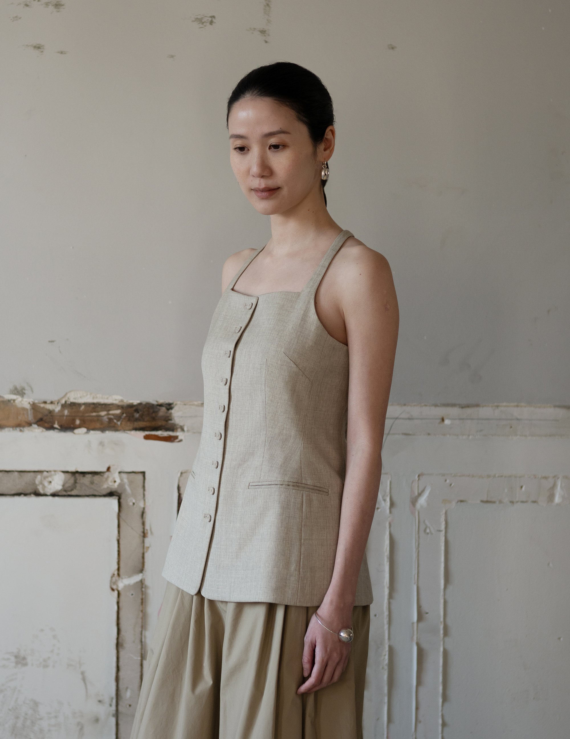 True Soft Wool Tailored Top・Sand