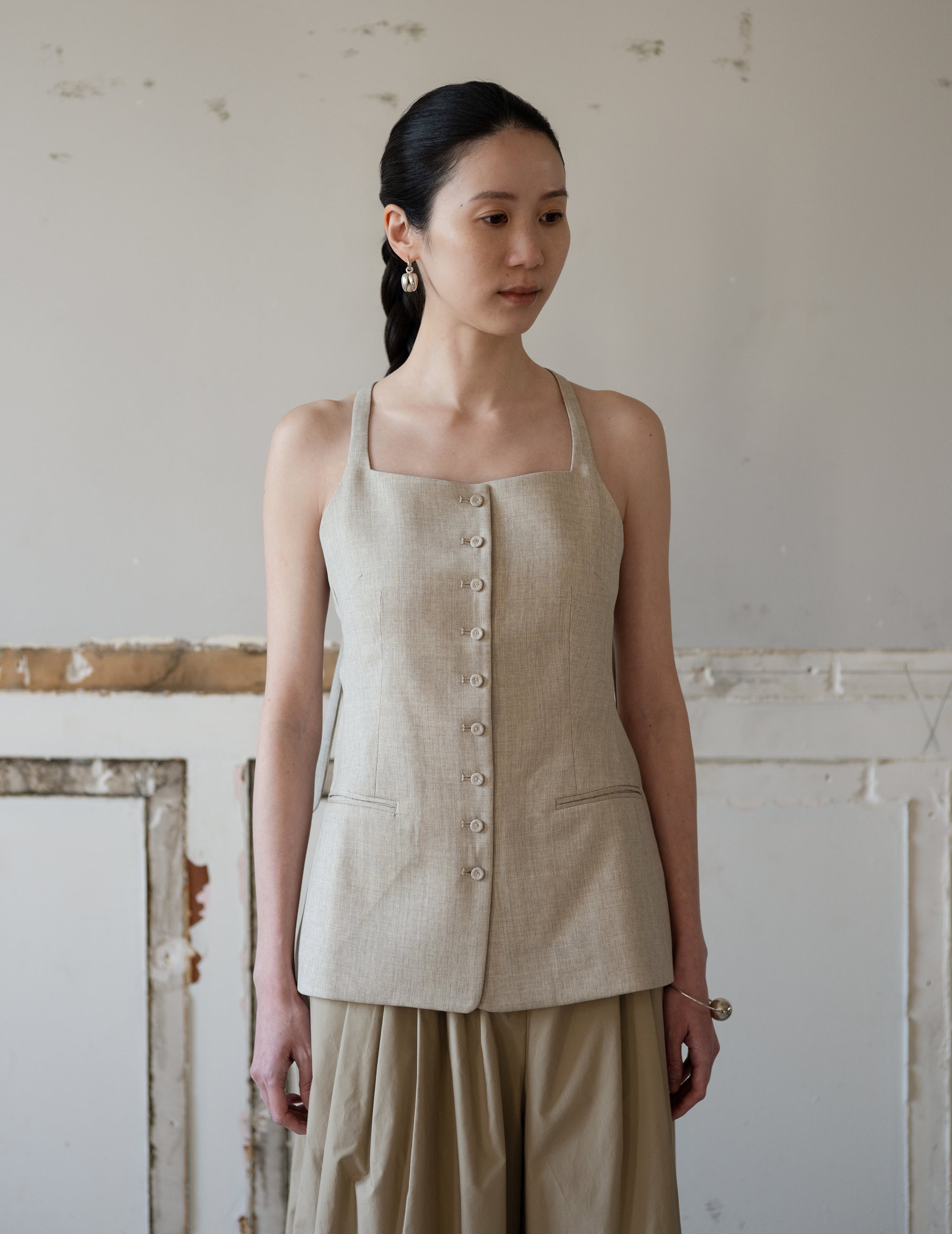 True Soft Wool Tailored Top・Sand