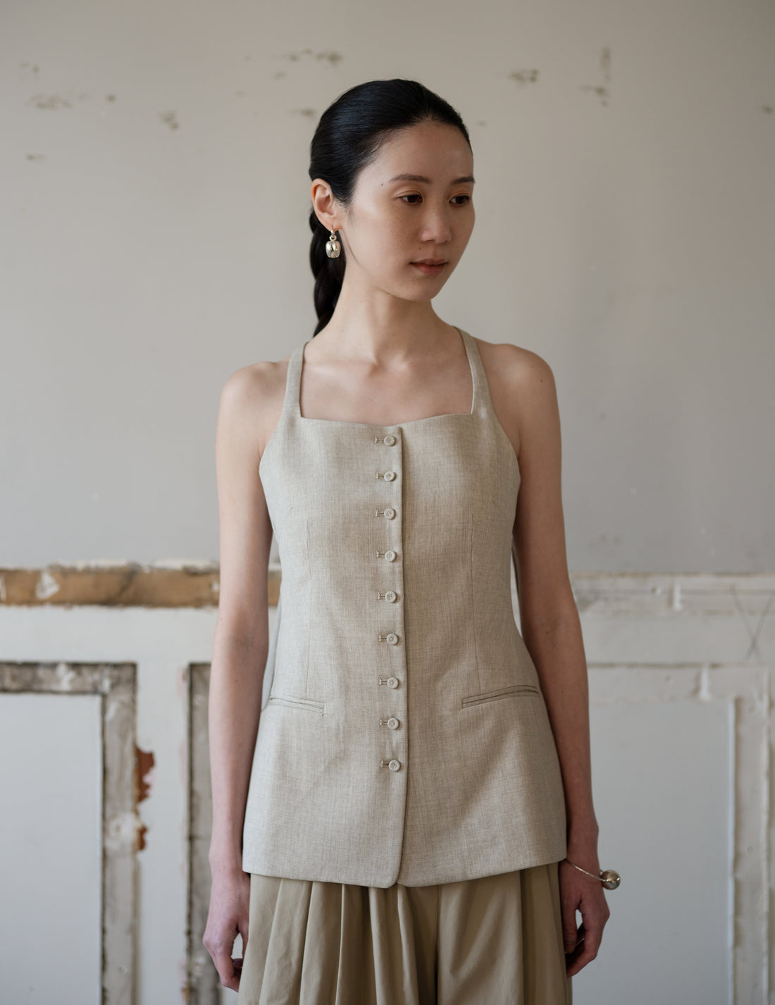 True Soft Wool Tailored Top・Sand