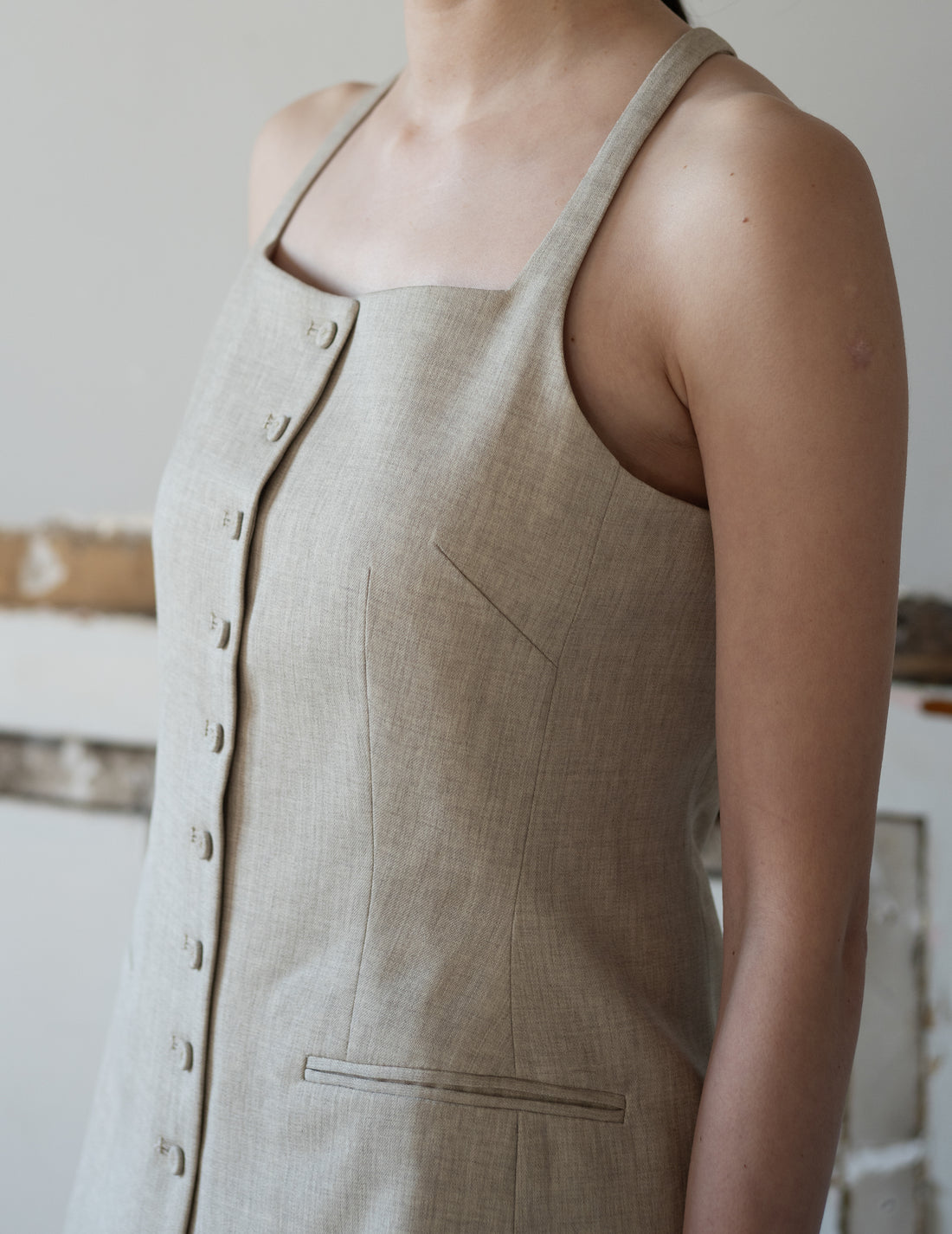 True Soft Wool Tailored Top・Sand