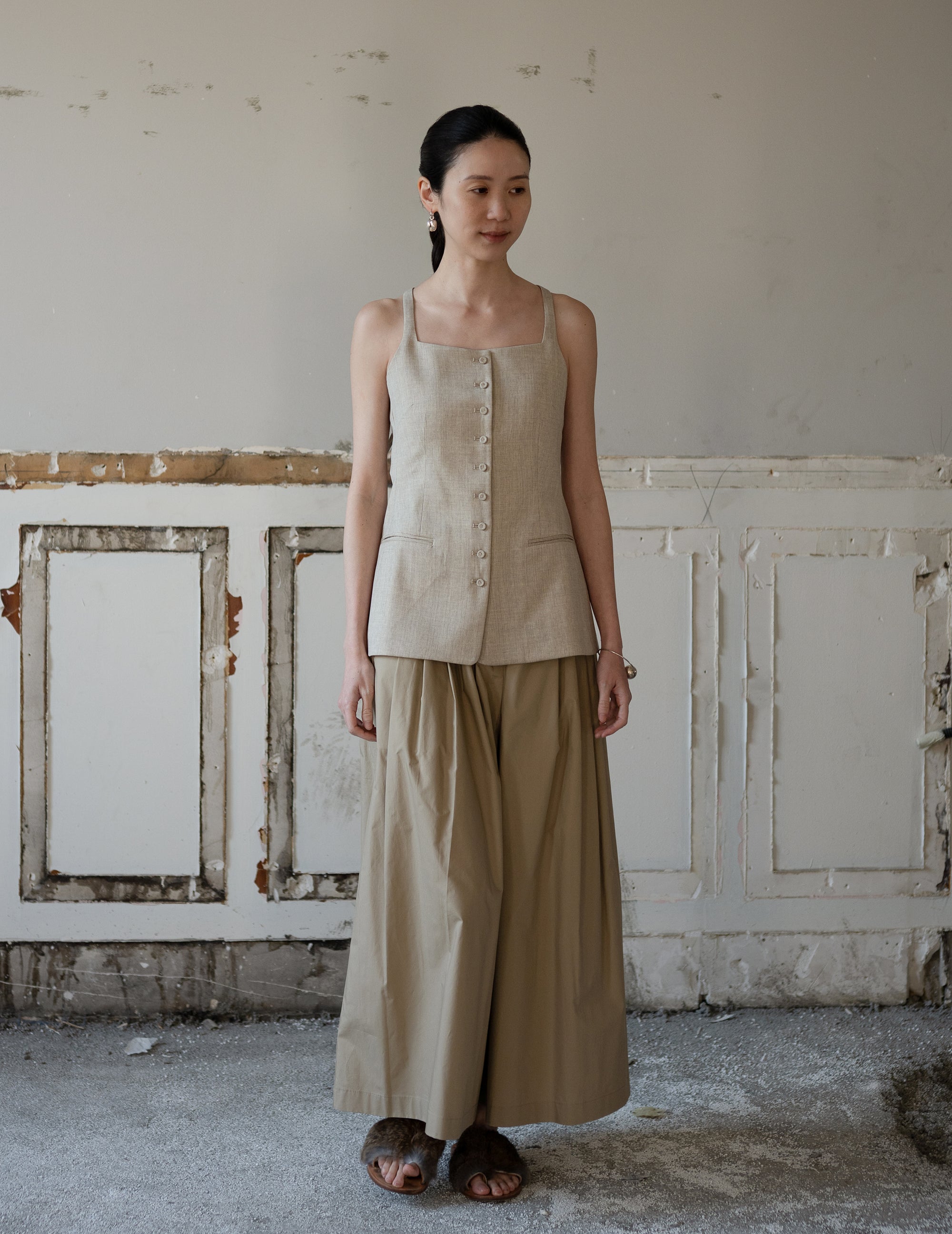 True Soft Wool Tailored Top・Sand
