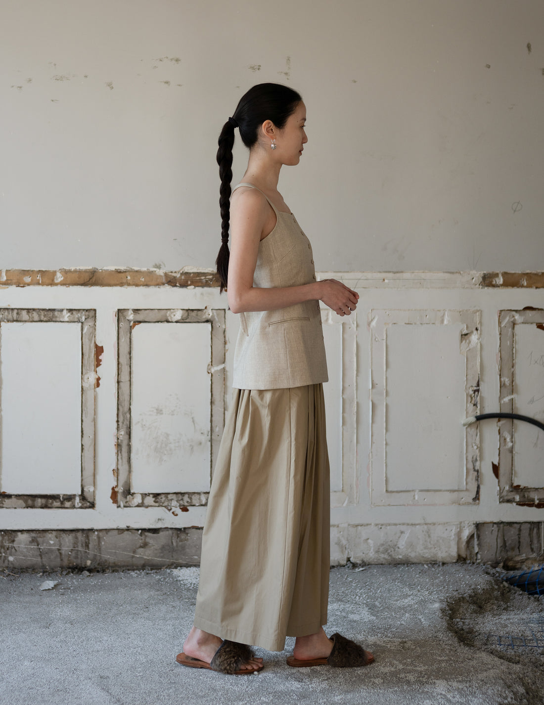 True Soft Wool Tailored Top・Sand