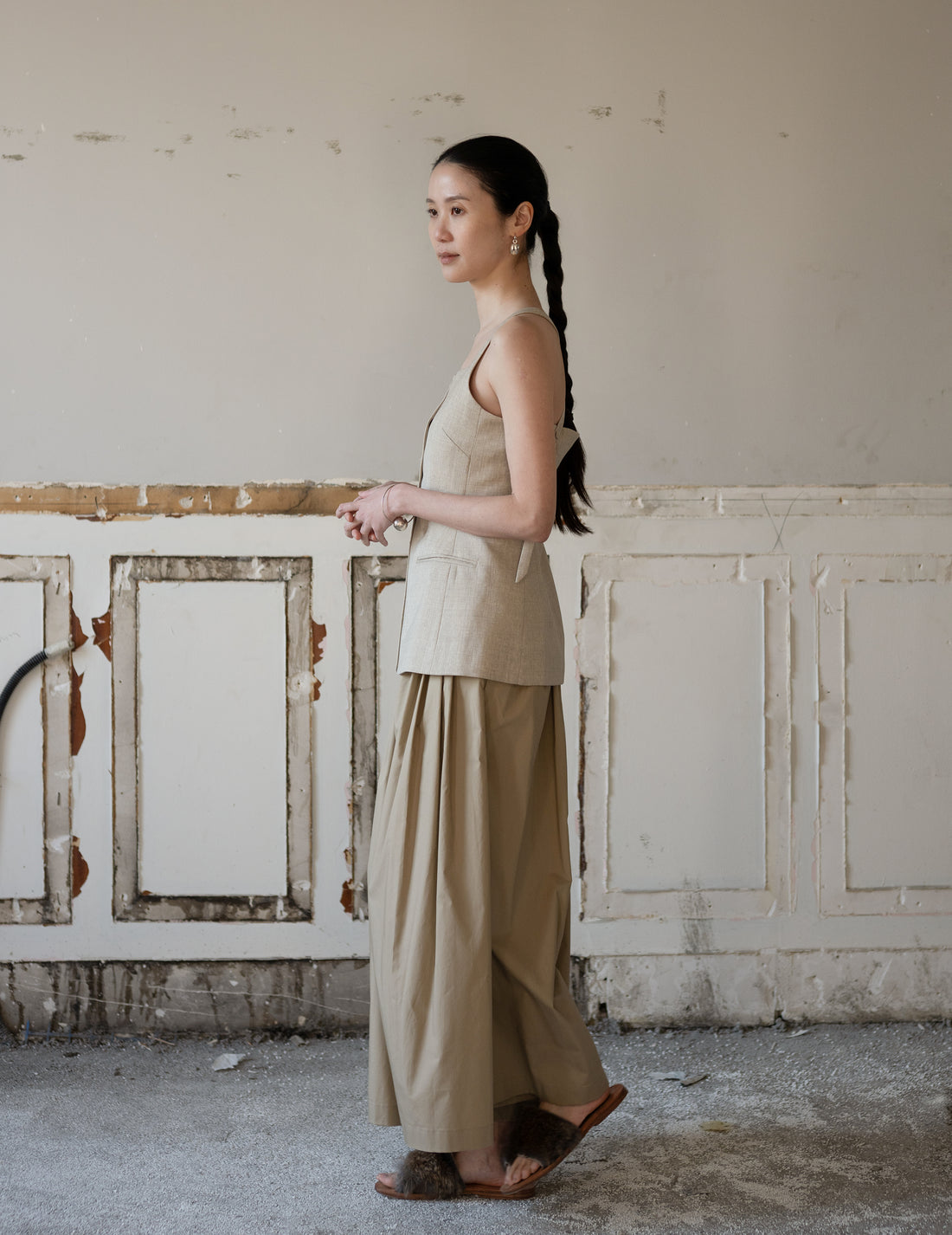 True Soft Wool Tailored Top・Sand