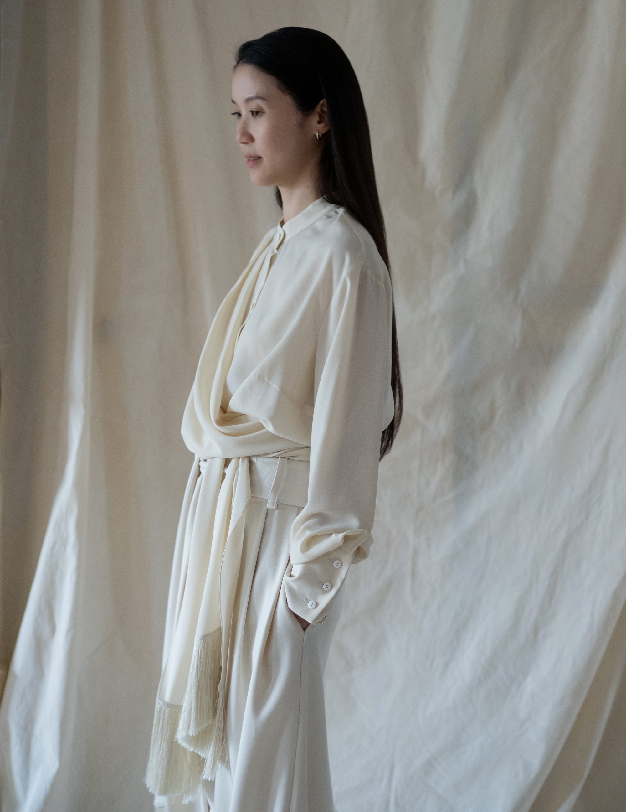 Belt Fringe Shirt・Ivory