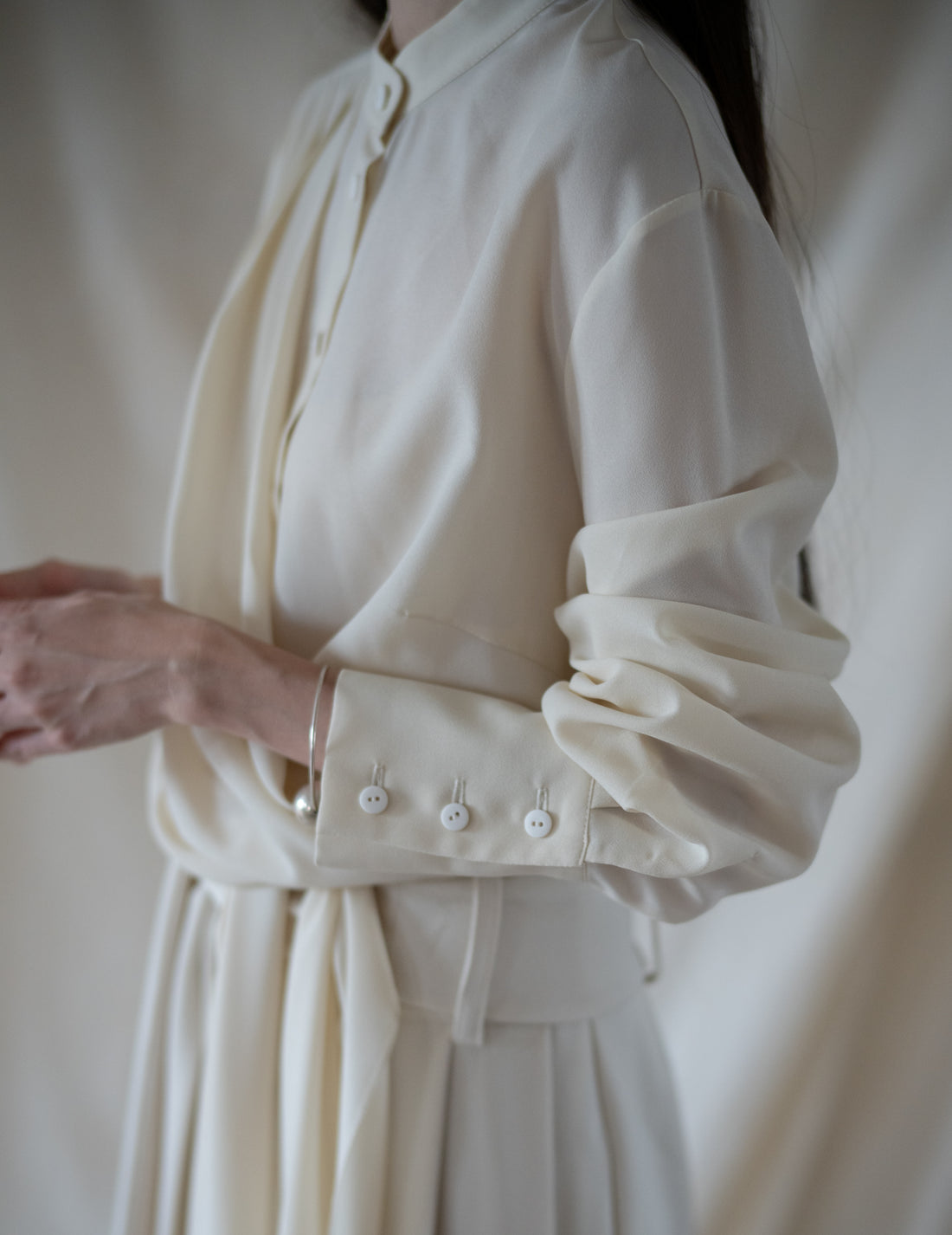 DELEGAN | Belt Fringe Shirt・Ivory