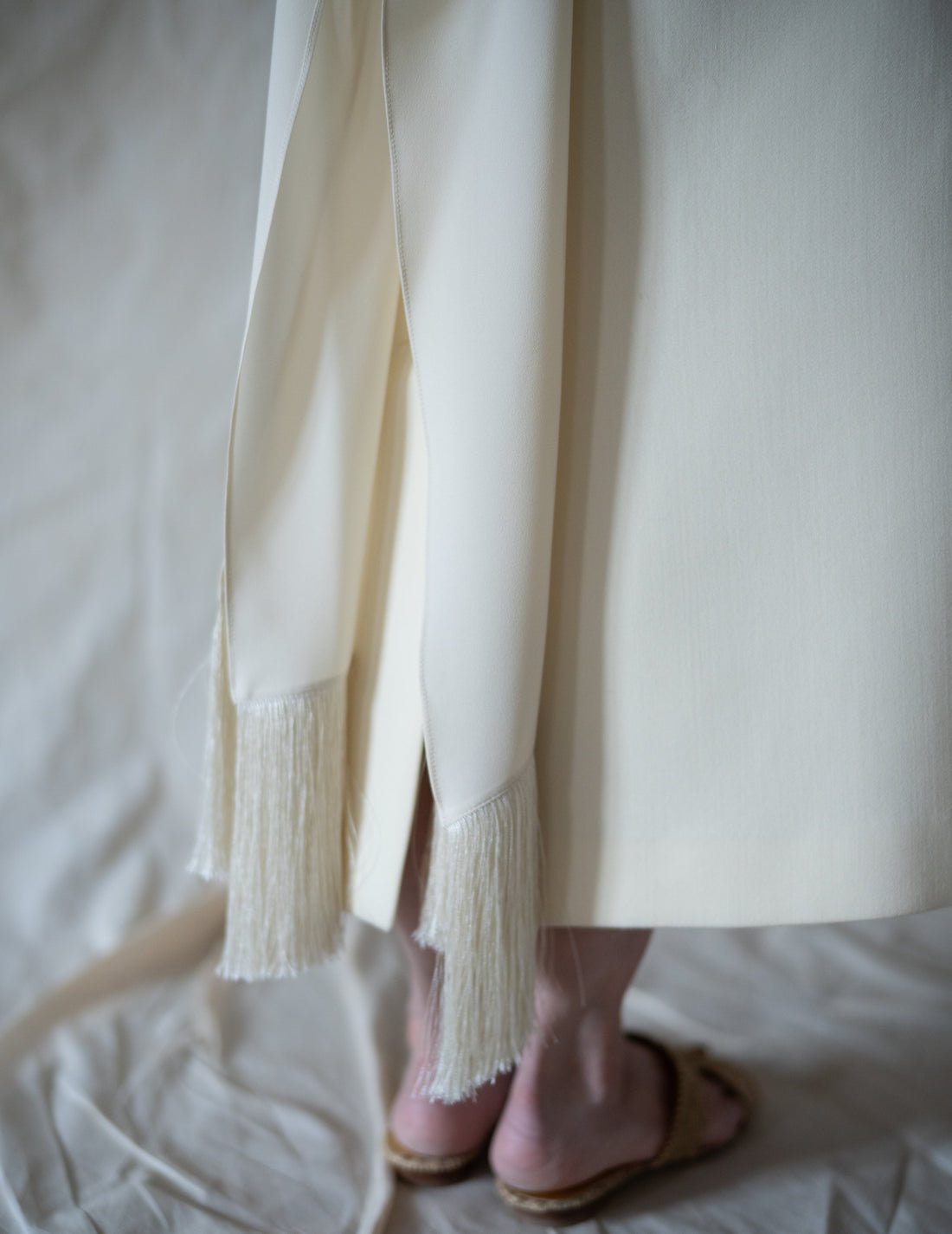 DELEGAN | Belt Fringe Shirt・Ivory