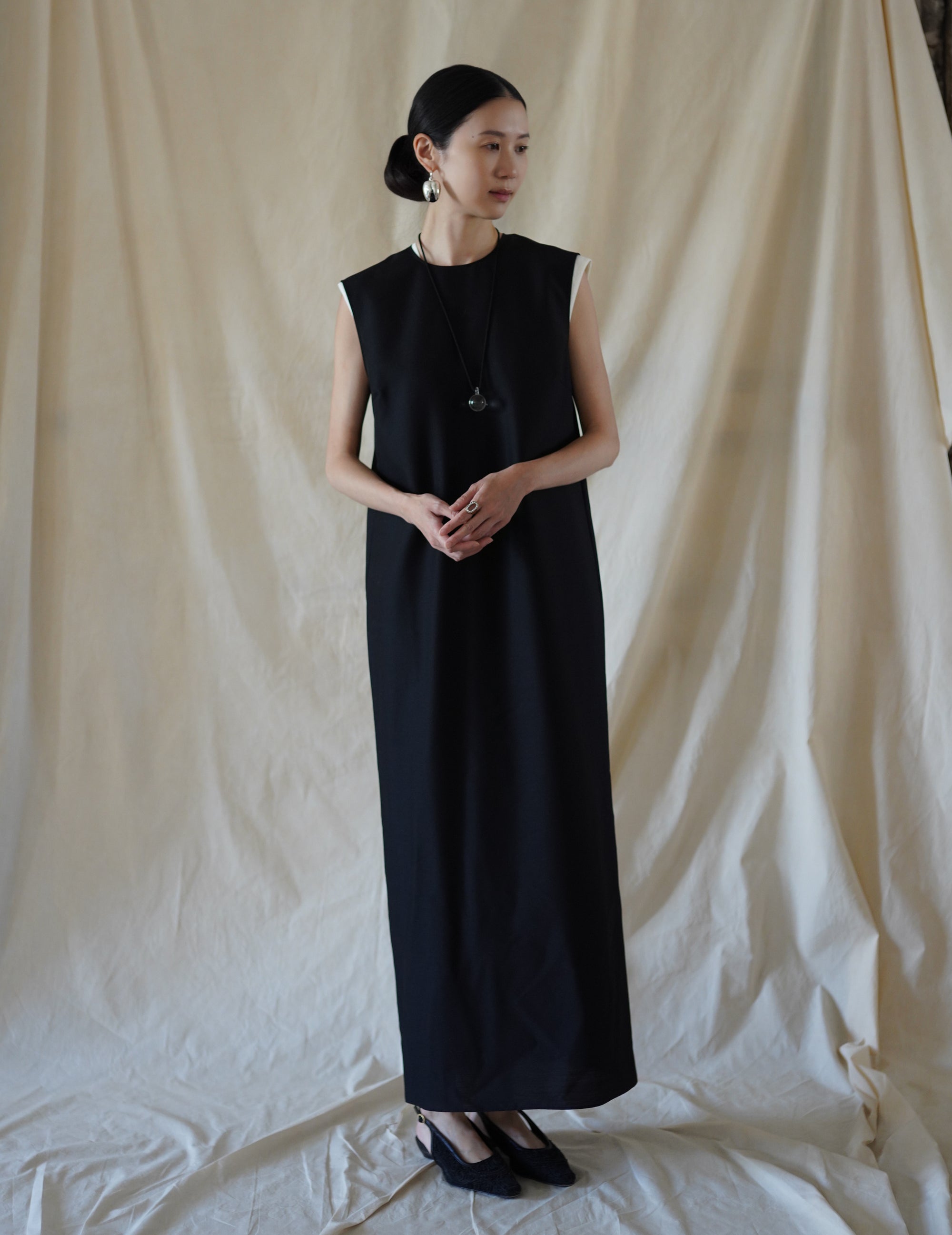 Wool Silk Dress・Black