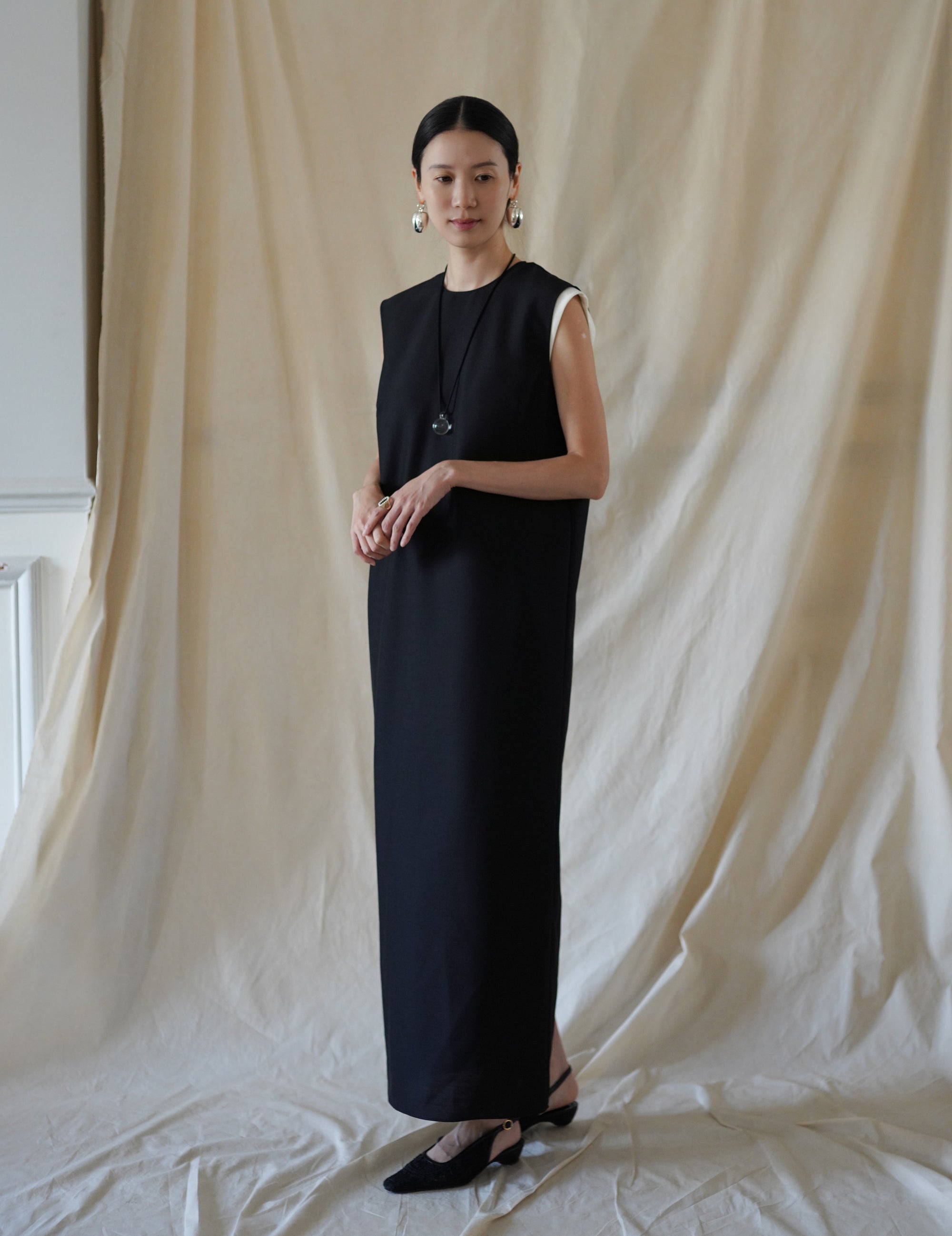 Wool Silk Dress・Black