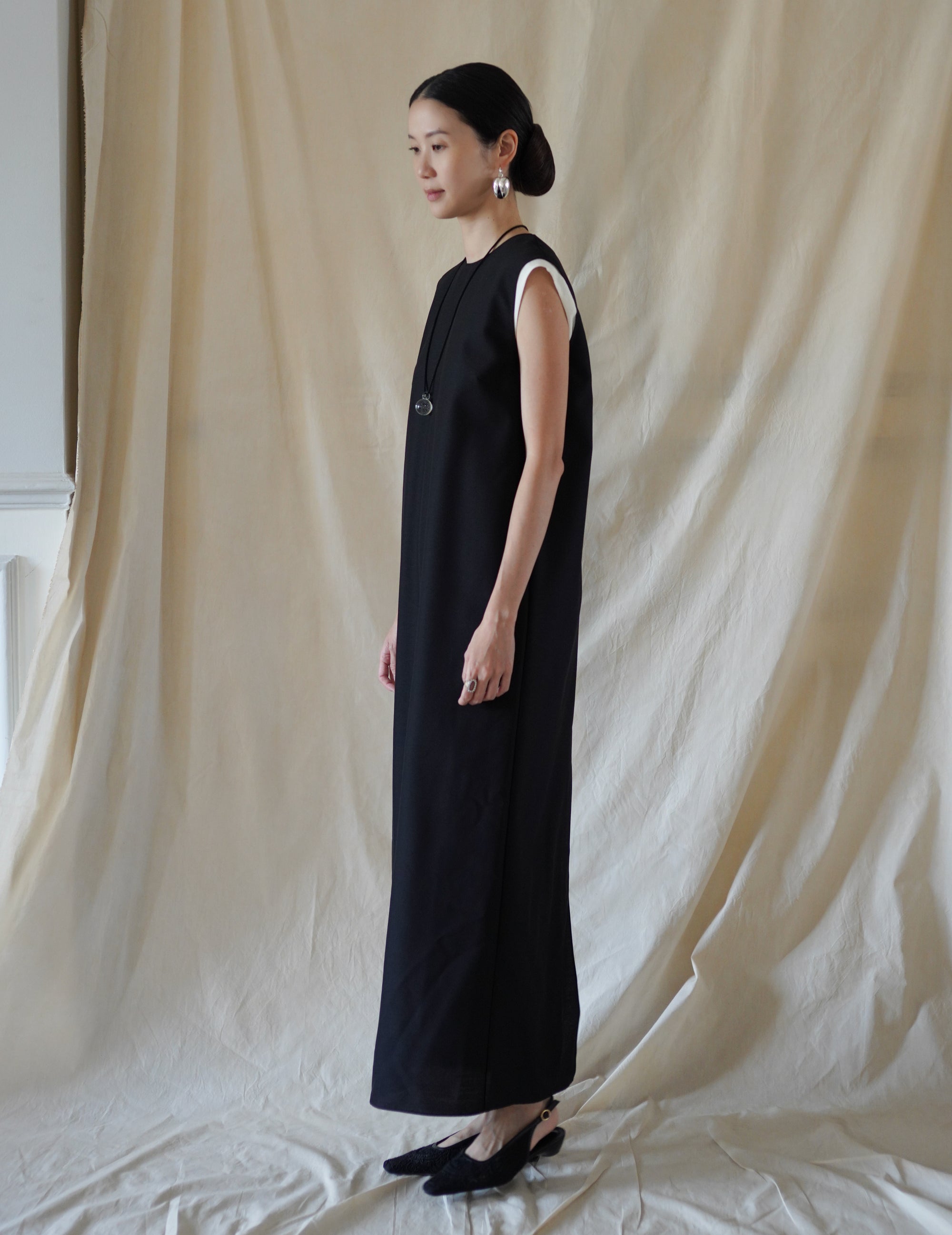Wool Silk Dress・Black