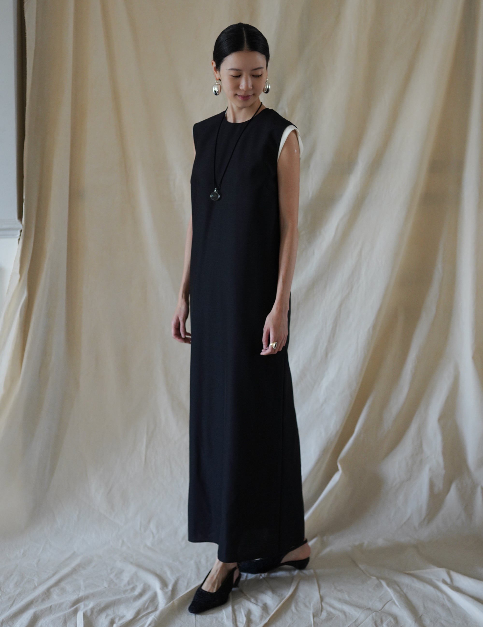 Cotton Nylon Jacquard Dress・Ecru