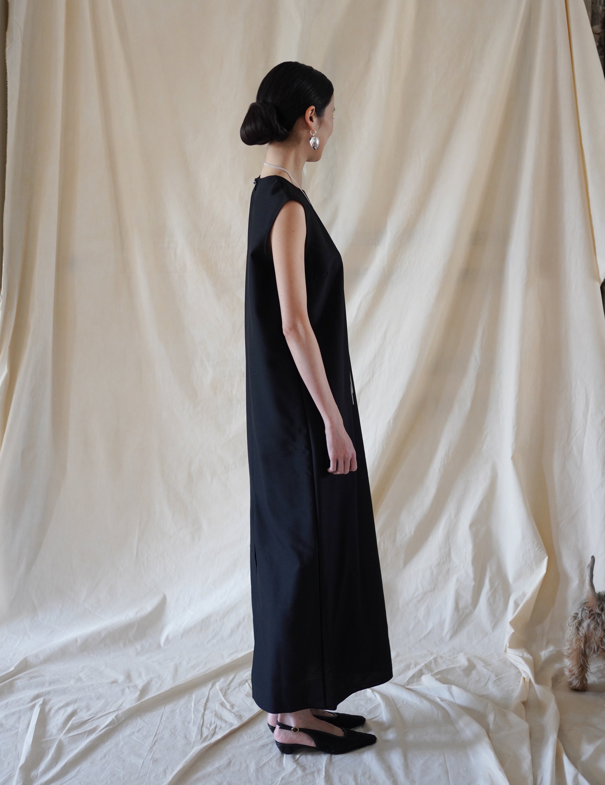 Wool Silk Dress・Black
