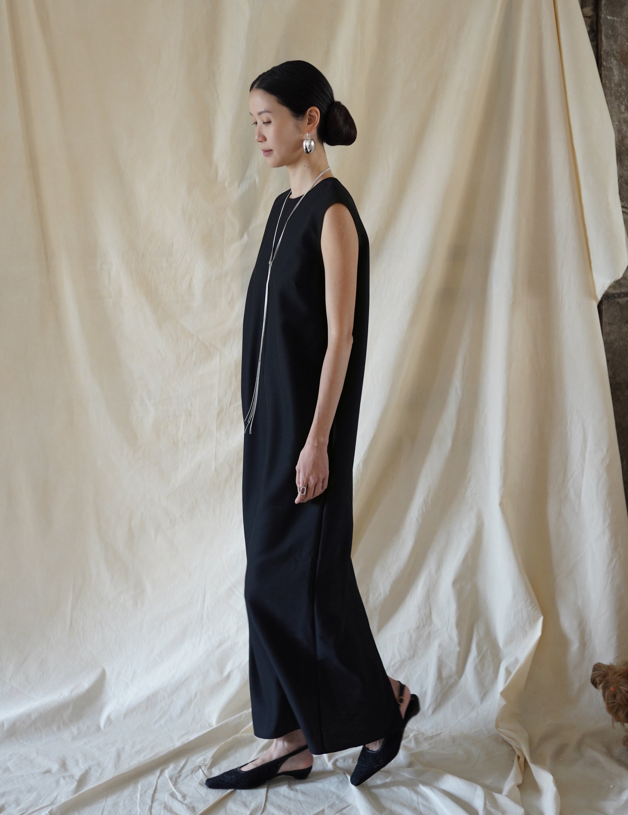 Wool Silk Dress・Black