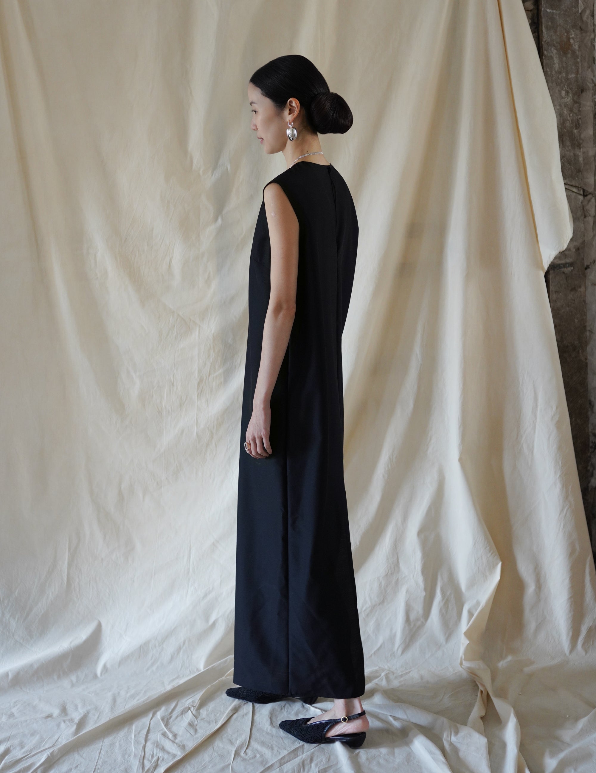 Wool Silk Dress・Black
