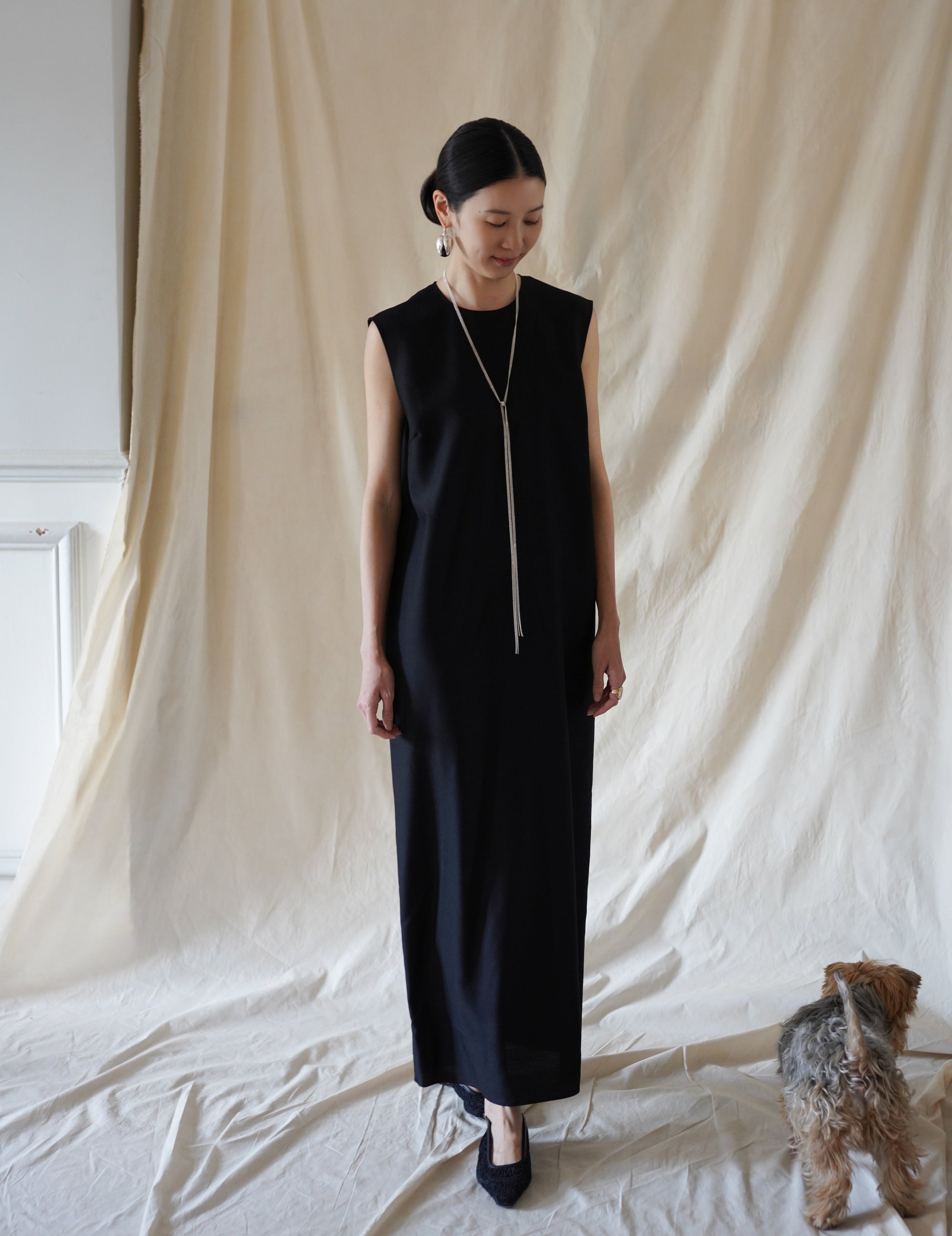 Wool Silk Dress・Black
