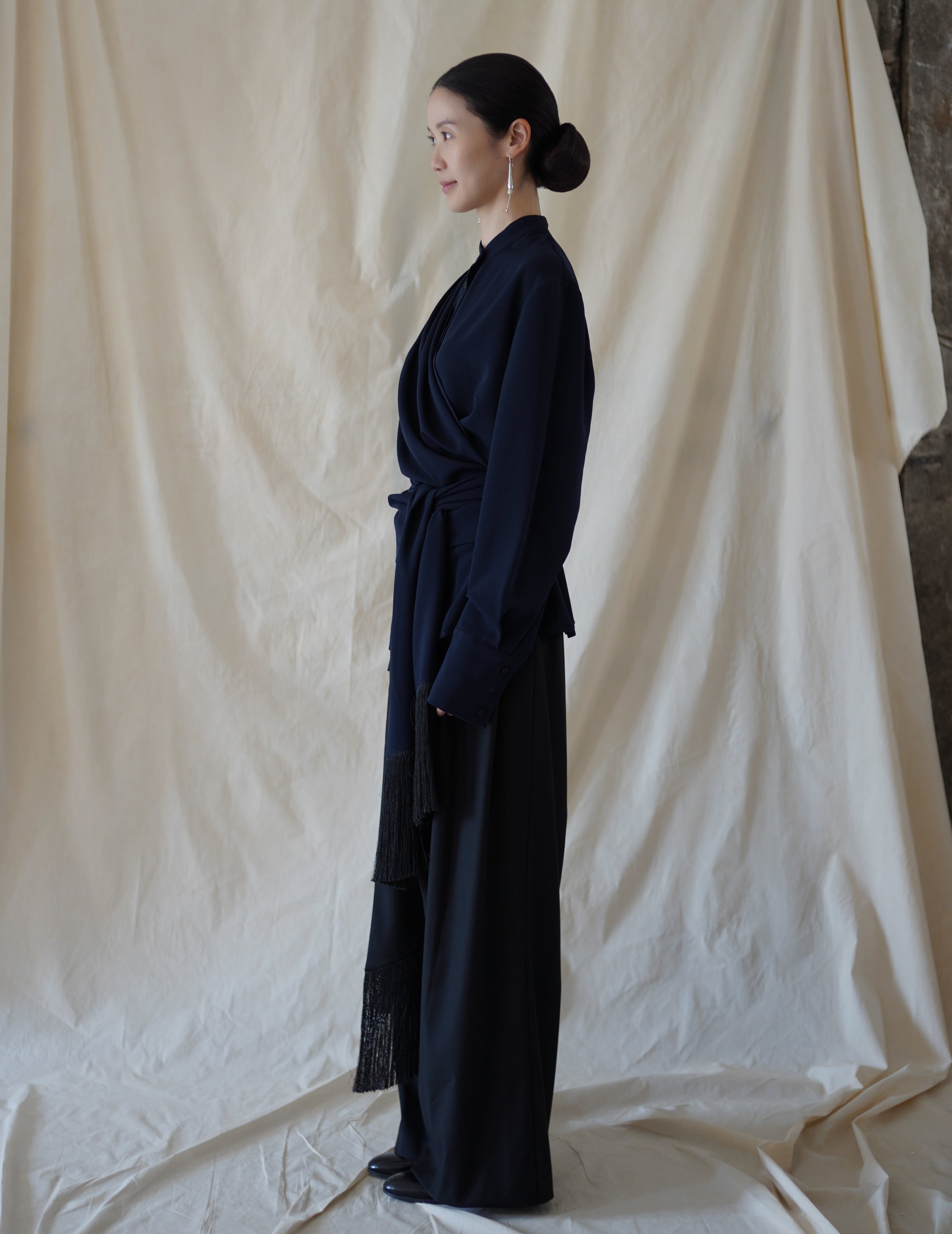 Belt Fringe Shirt・Navy