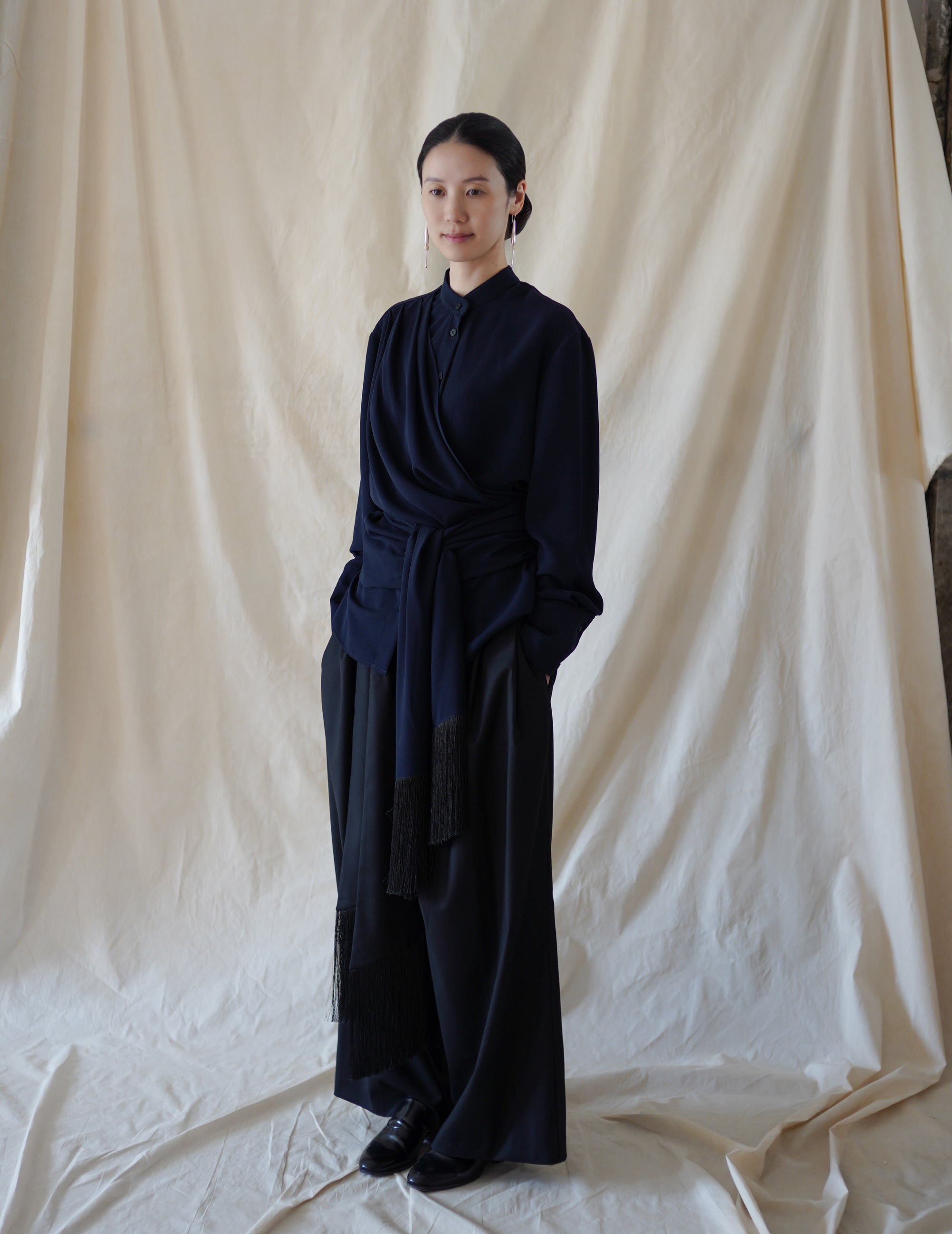 Belt Fringe Shirt・Navy