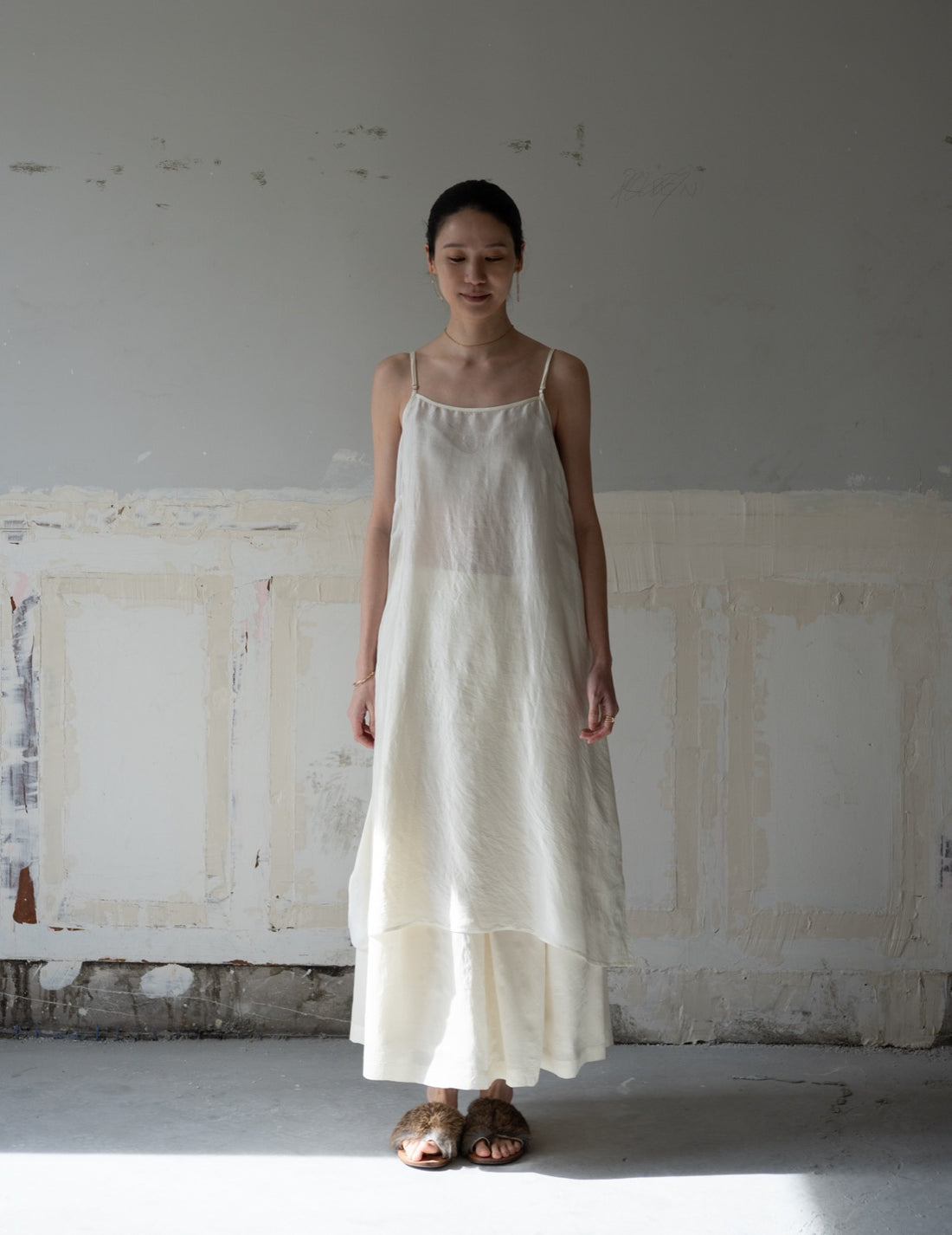 Pandora Silk Slip Dress・Ivory